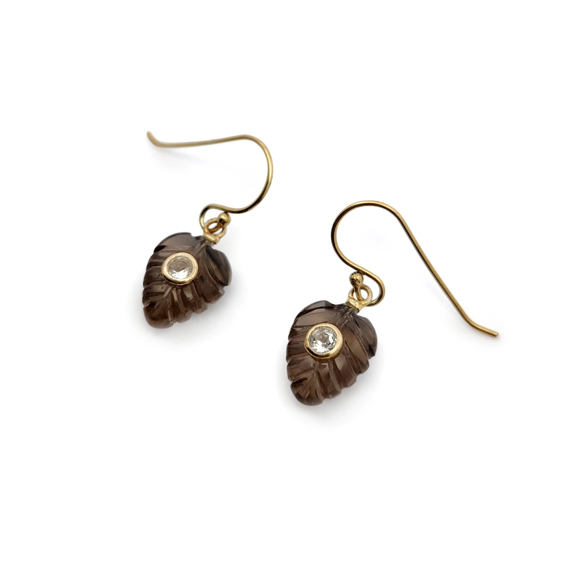 Carved Smoky Quartz Earrings - Image 2