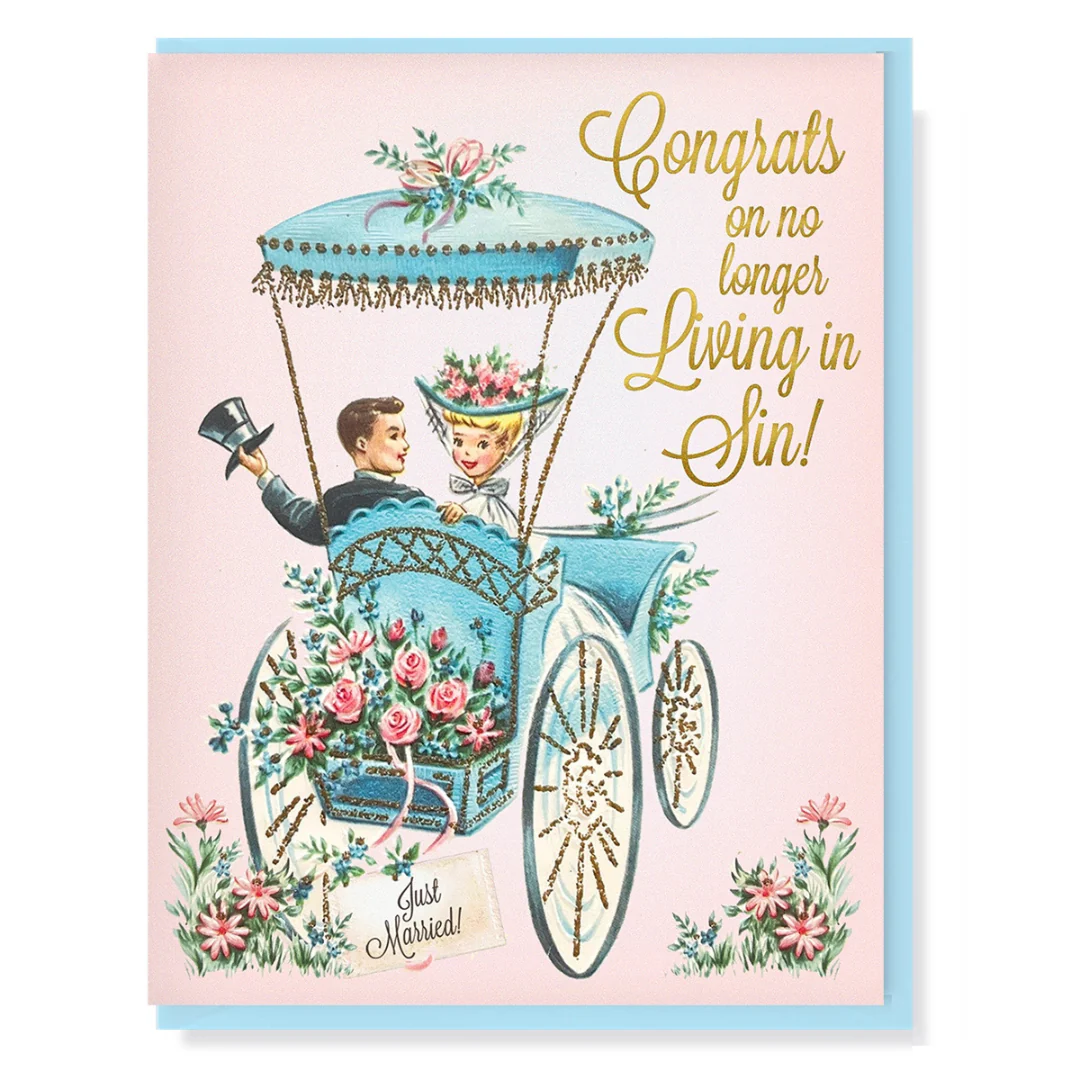 Congrats On No Longer Living In Sin! Wedding Card