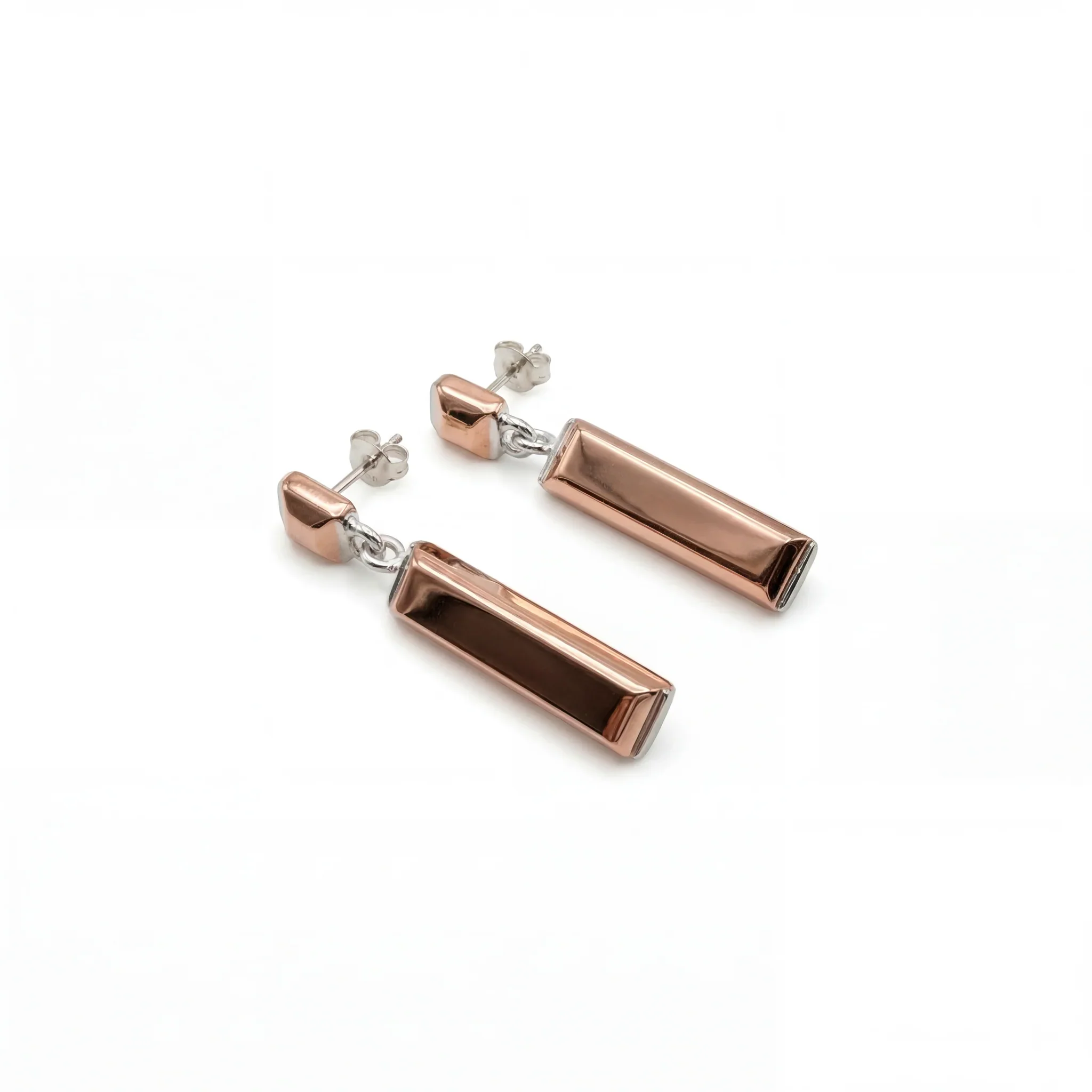 Copper Rectangle Stud Earrings