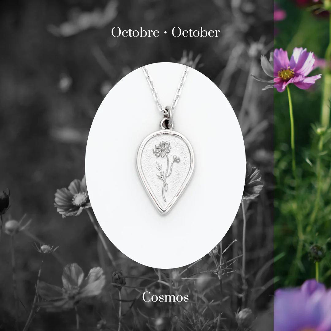 Cosmos October Birth Flower Necklace - Image 3
