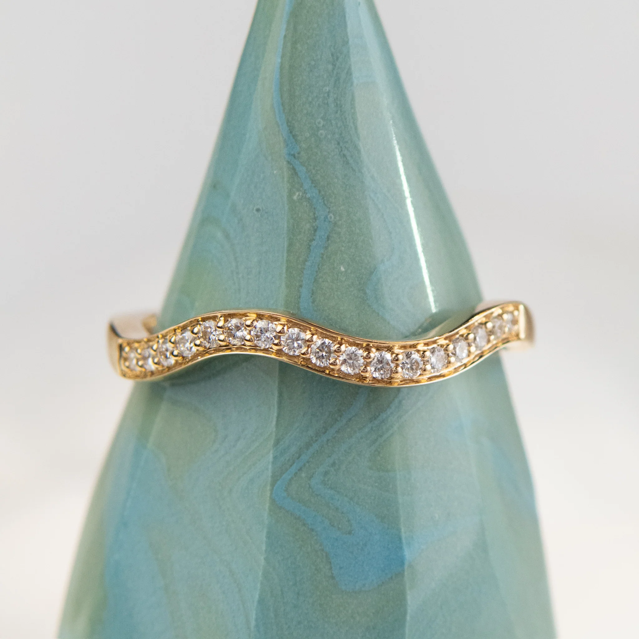 Costa - Diamond Pave Wave Contour Wedding Band - Image 4