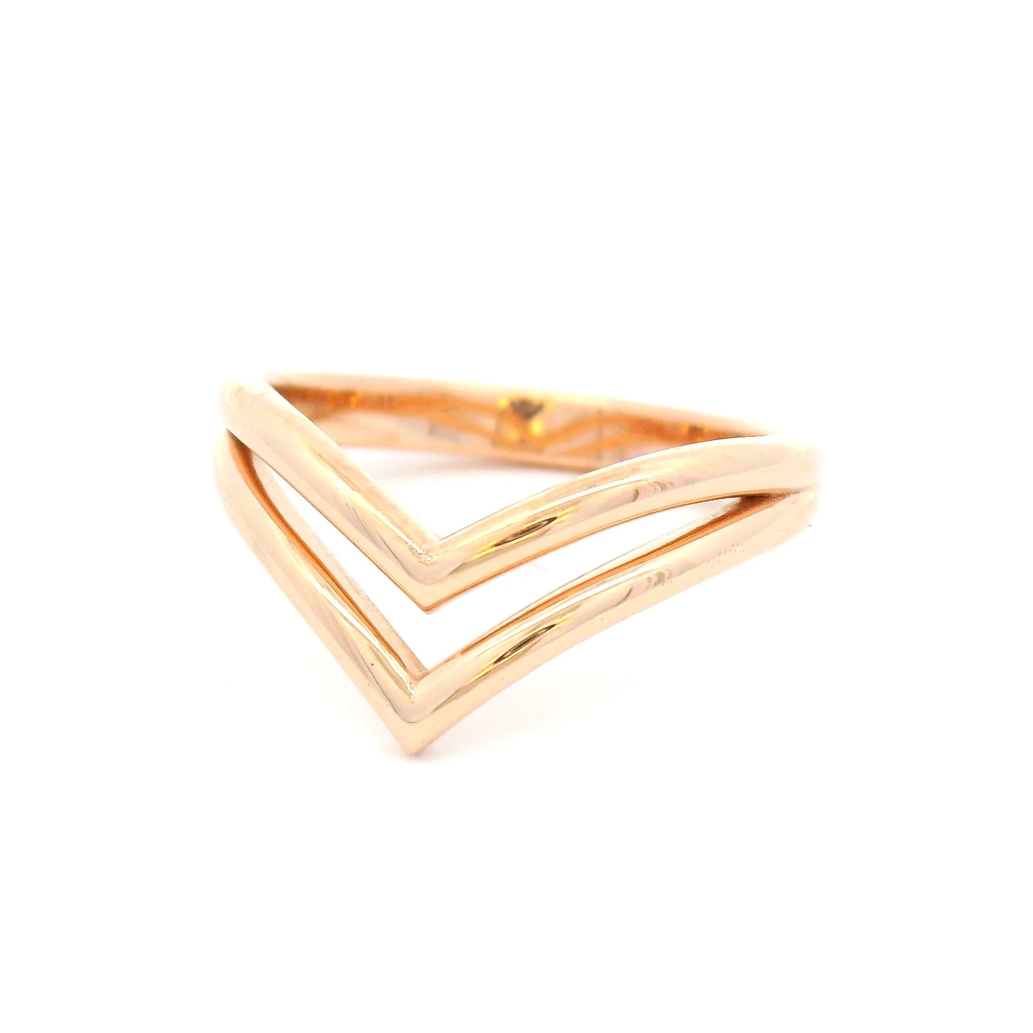14k Rose Gold Double Chevron Wedding Band - Image 2