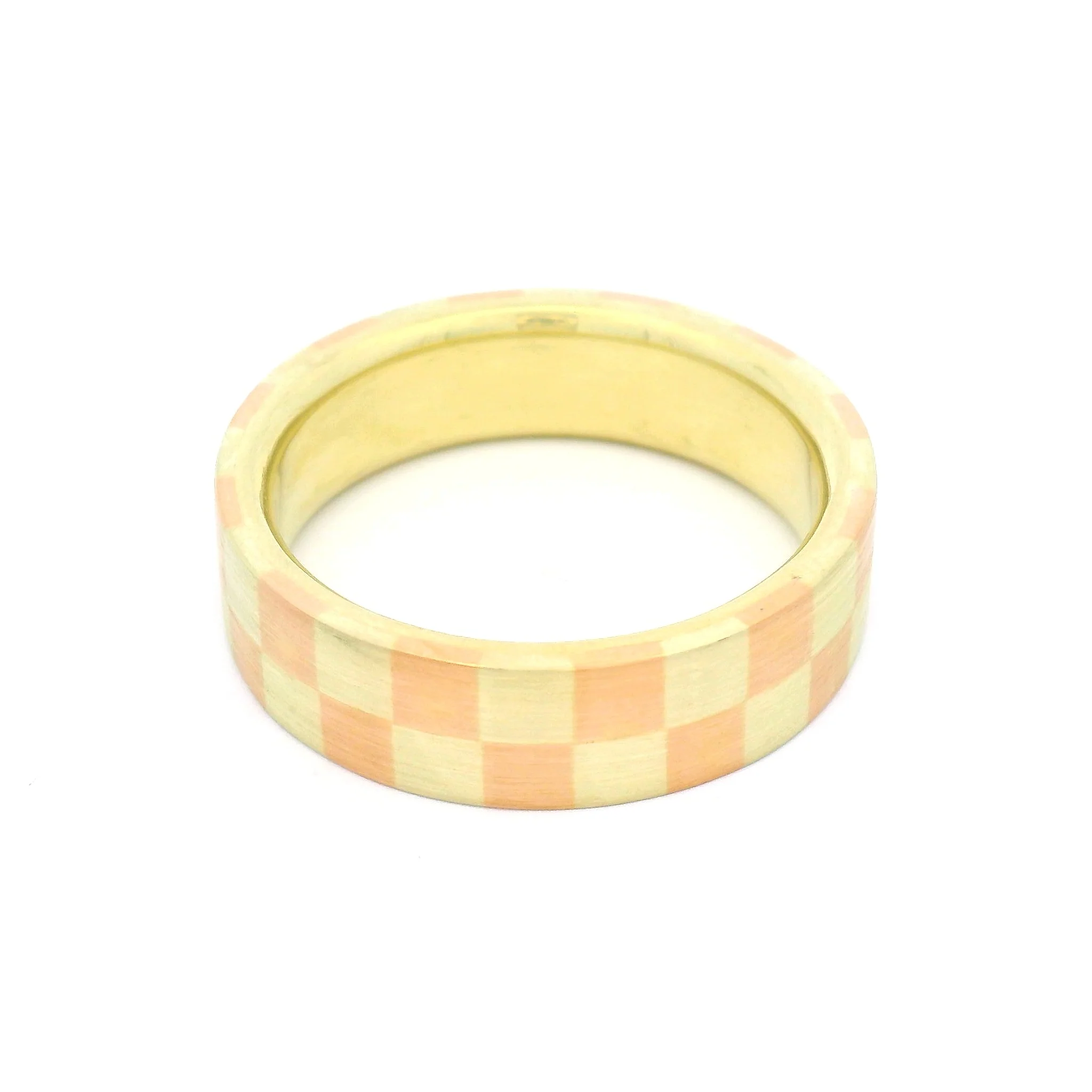 18k Green & Rose Gold Checkered Band - Image 3