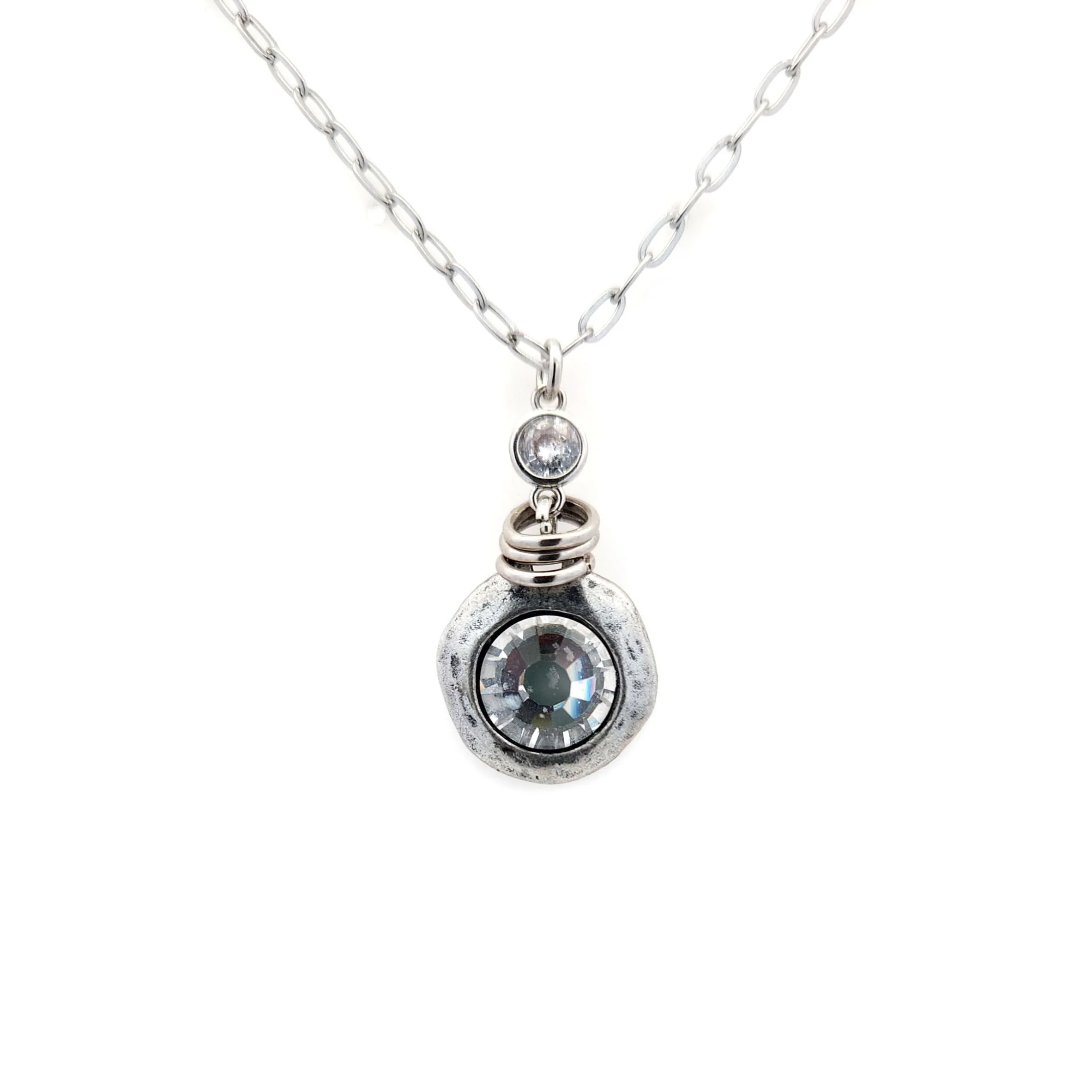 CZ Organic Bezel Pendant