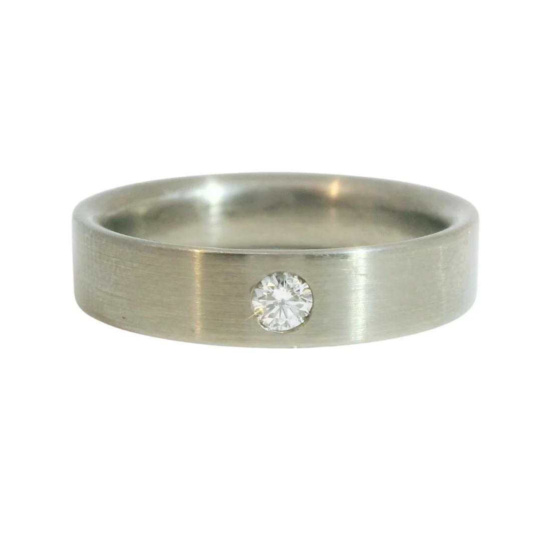 Brushed Titanium Band with 0.10ct Diamond - Image 3
