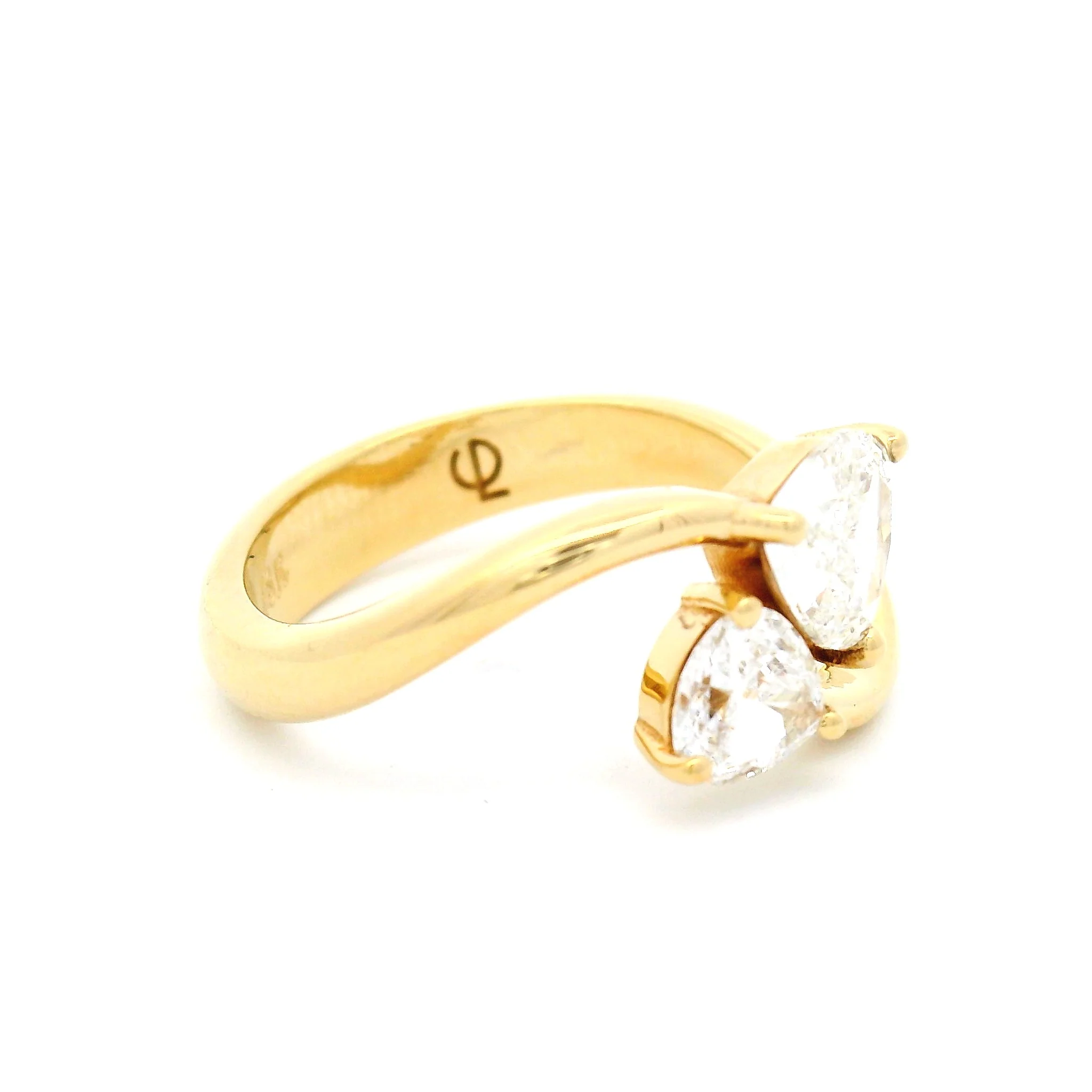 18k Yellow Moi Et Toi Engagement Ring with 1.14ct Trilliant Diamonds - Image 3
