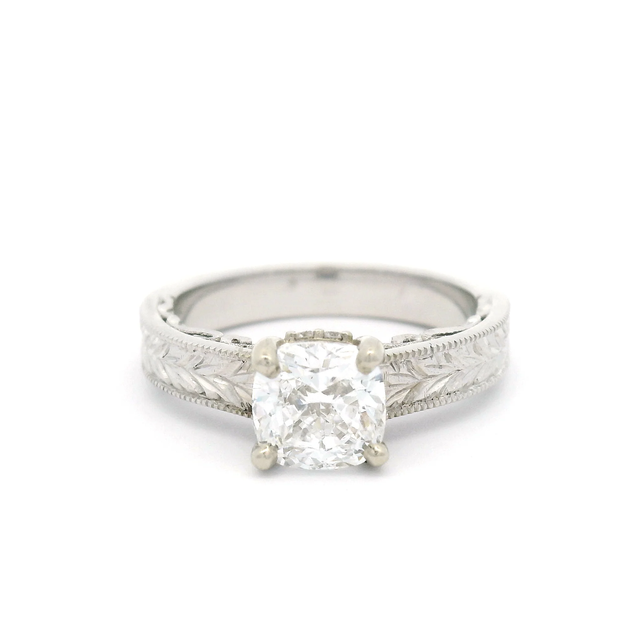 14k White Vintage-Style Solitaire with 1.25ct Lab-Grown Diamond & Hidden Accent Lab Diamonds