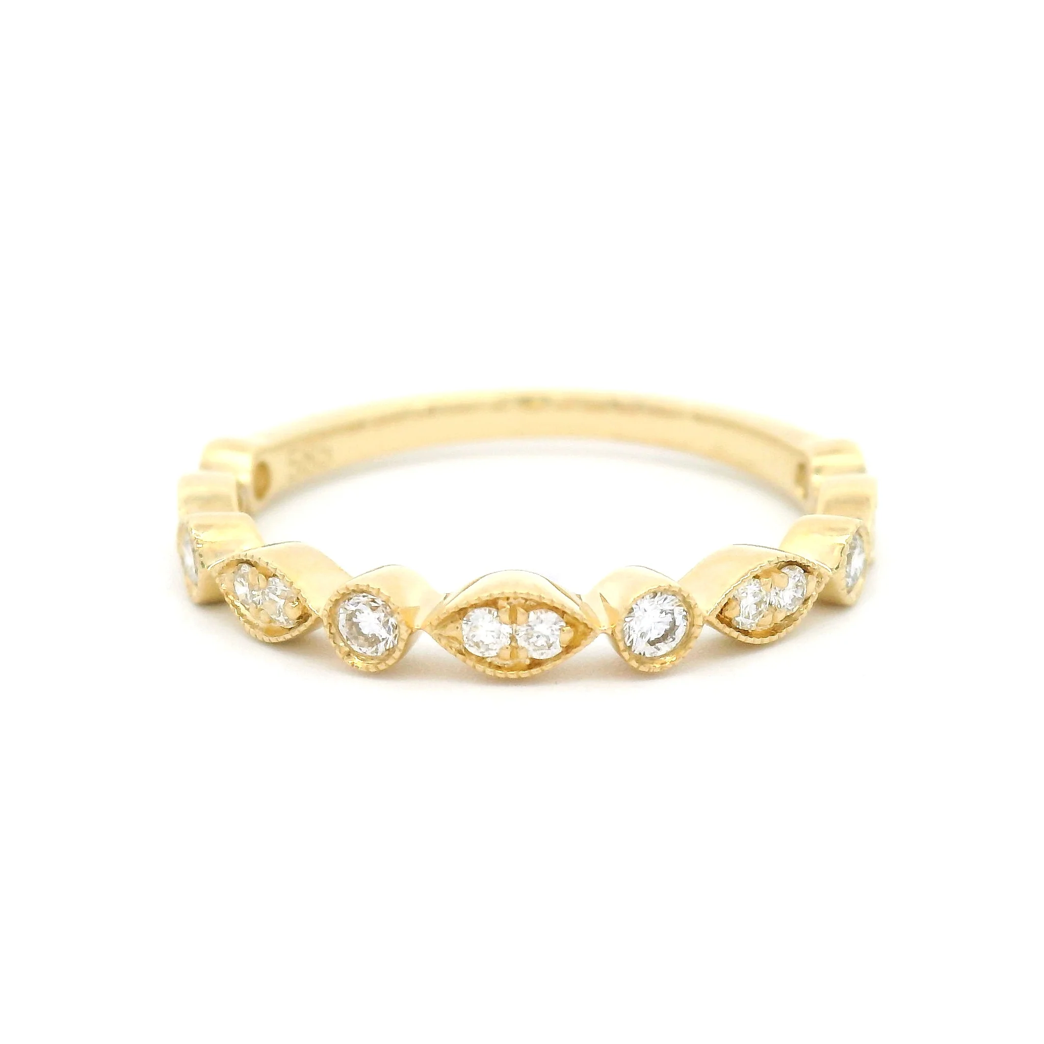 14k Yellow Vintage Style Half-Eternity Band with 0.25cts Natural Diamonds