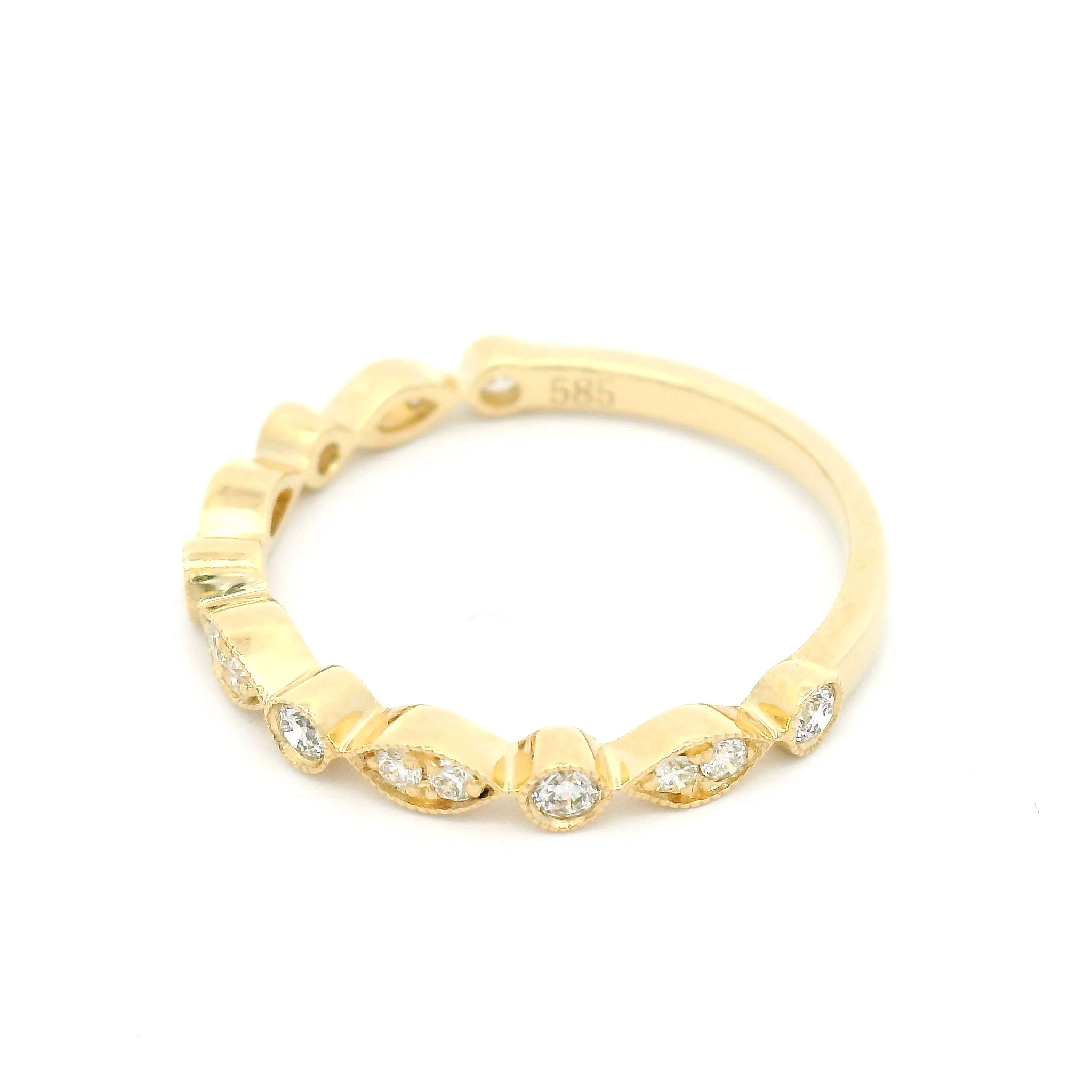 14k Yellow Vintage Style Half-Eternity Band with 0.25cts Natural Diamonds - Image 3