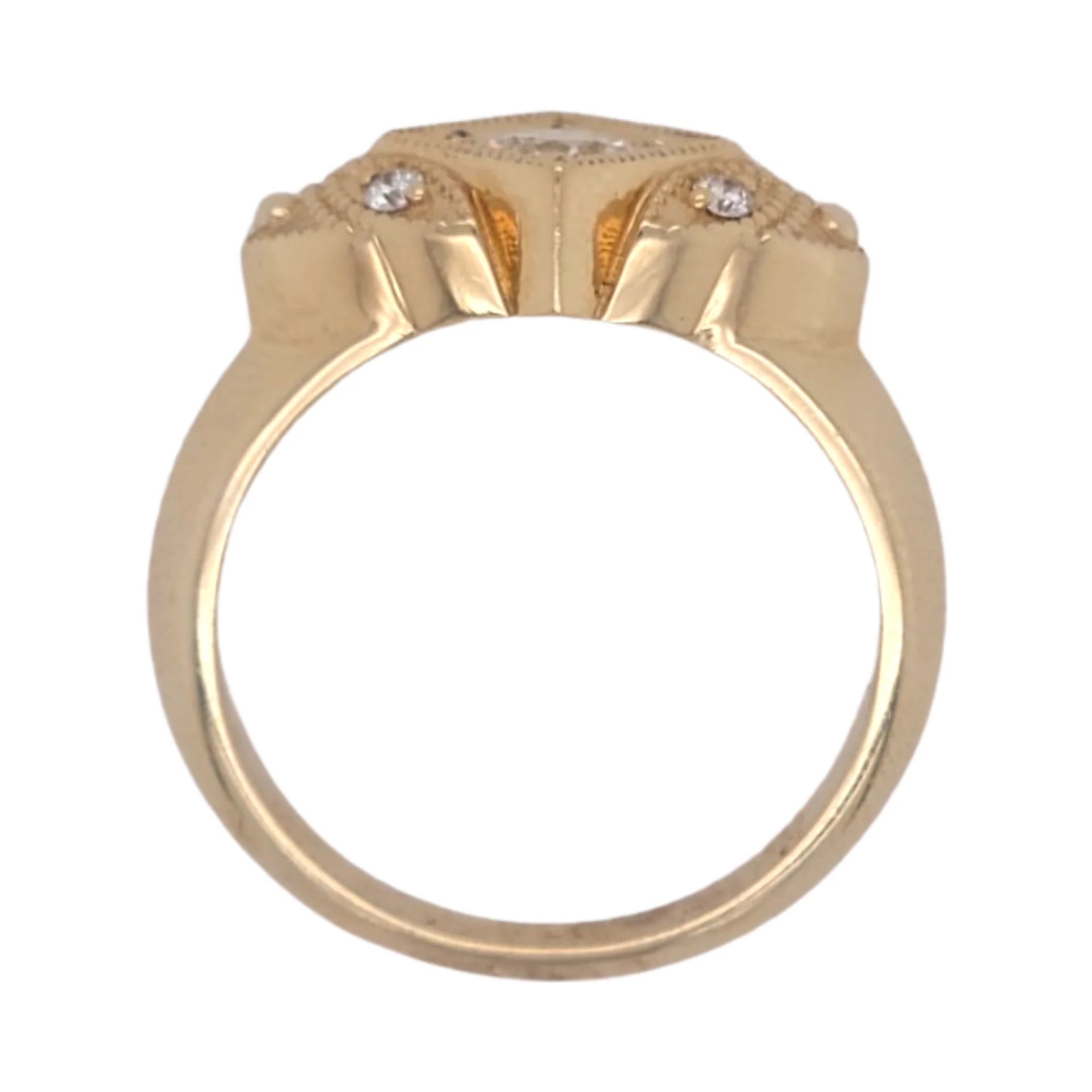 14k Yellow Art Deco Ring with 0.41ct Diamond and Accent Diamonds - Image 3
