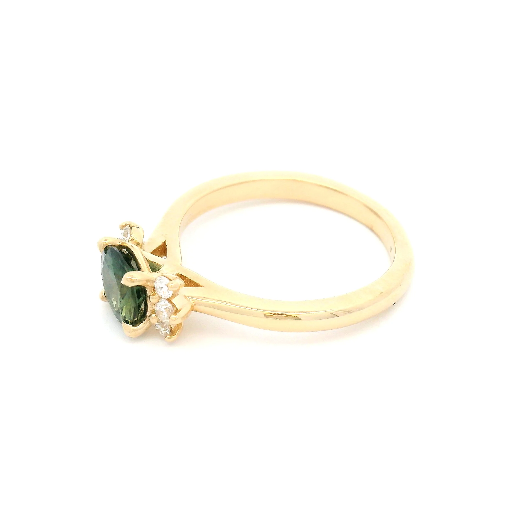 14k Yellow Engagement Ring with 0.88ct Teal Sapphire and Accent Lab-Grown Diamonds - Image 3