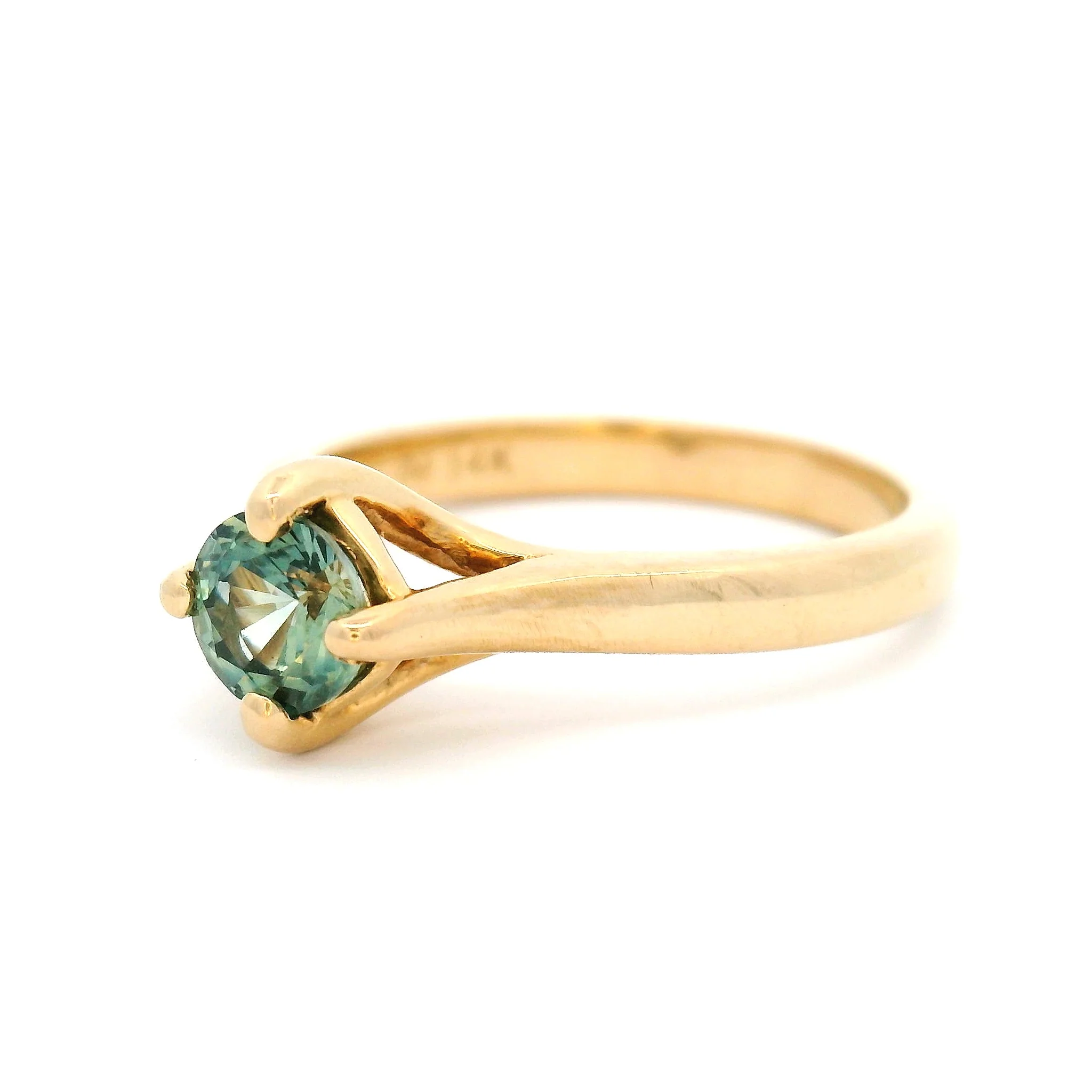 14k Yellow Solitaire set with 0.58ct Teal Sapphire - Image 2