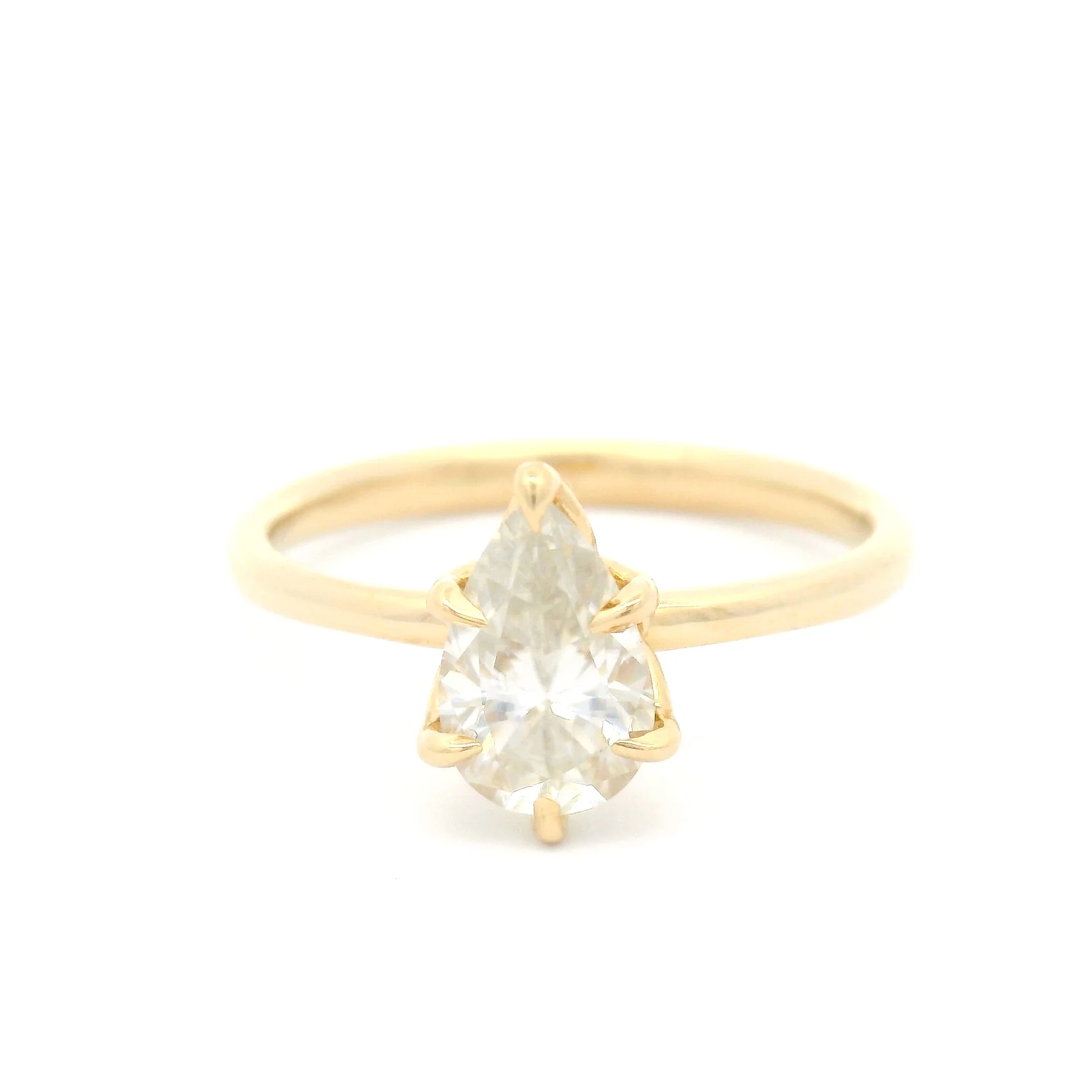 14k Yellow Solitaire with 0.75ct Pear-Cut Moissanite