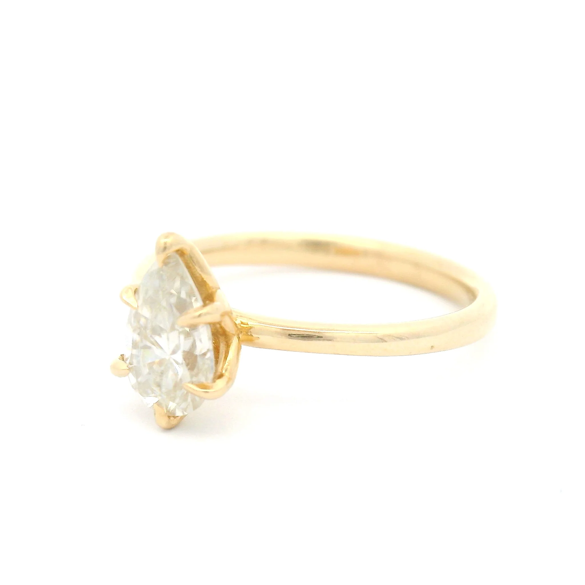 14k Yellow Solitaire with 0.75ct Pear-Cut Moissanite - Image 2