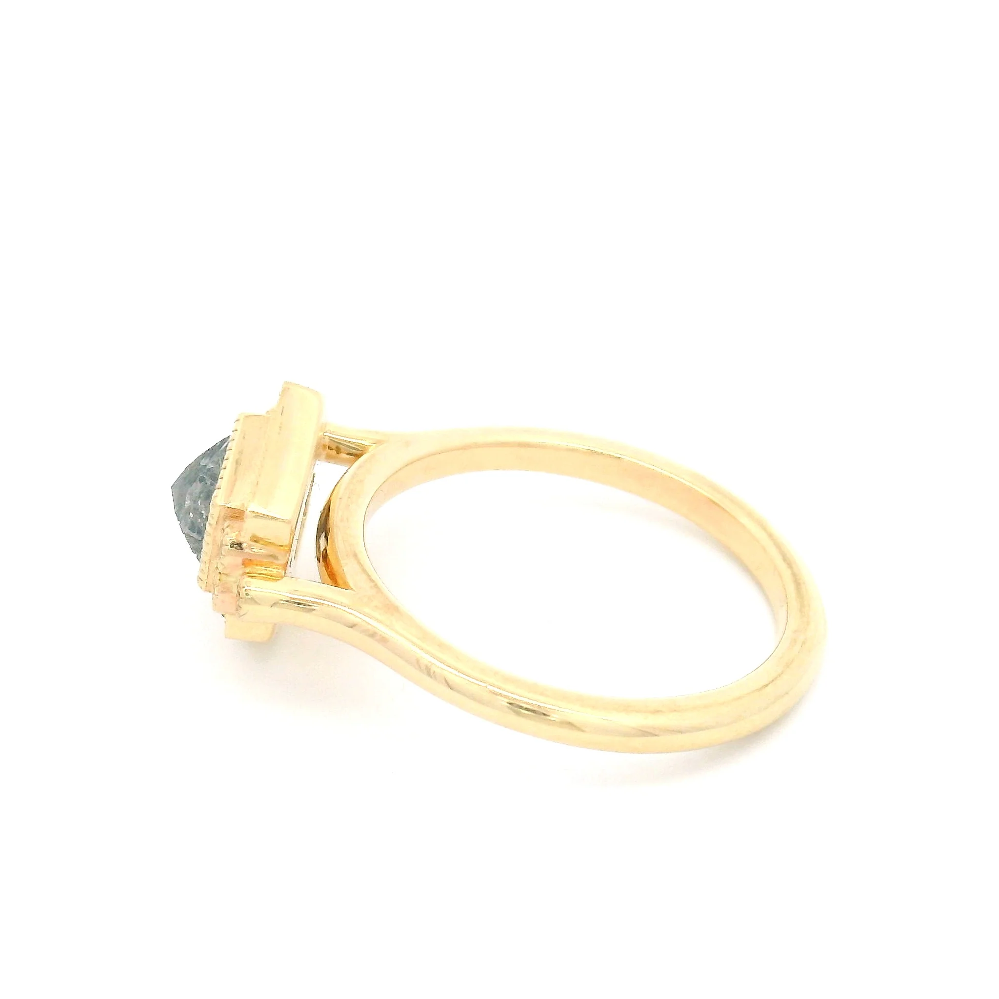 14k Yellow Engagement Ring with 1.14ct Rose-Cut Diamond and Accent Diamonds - Image 4