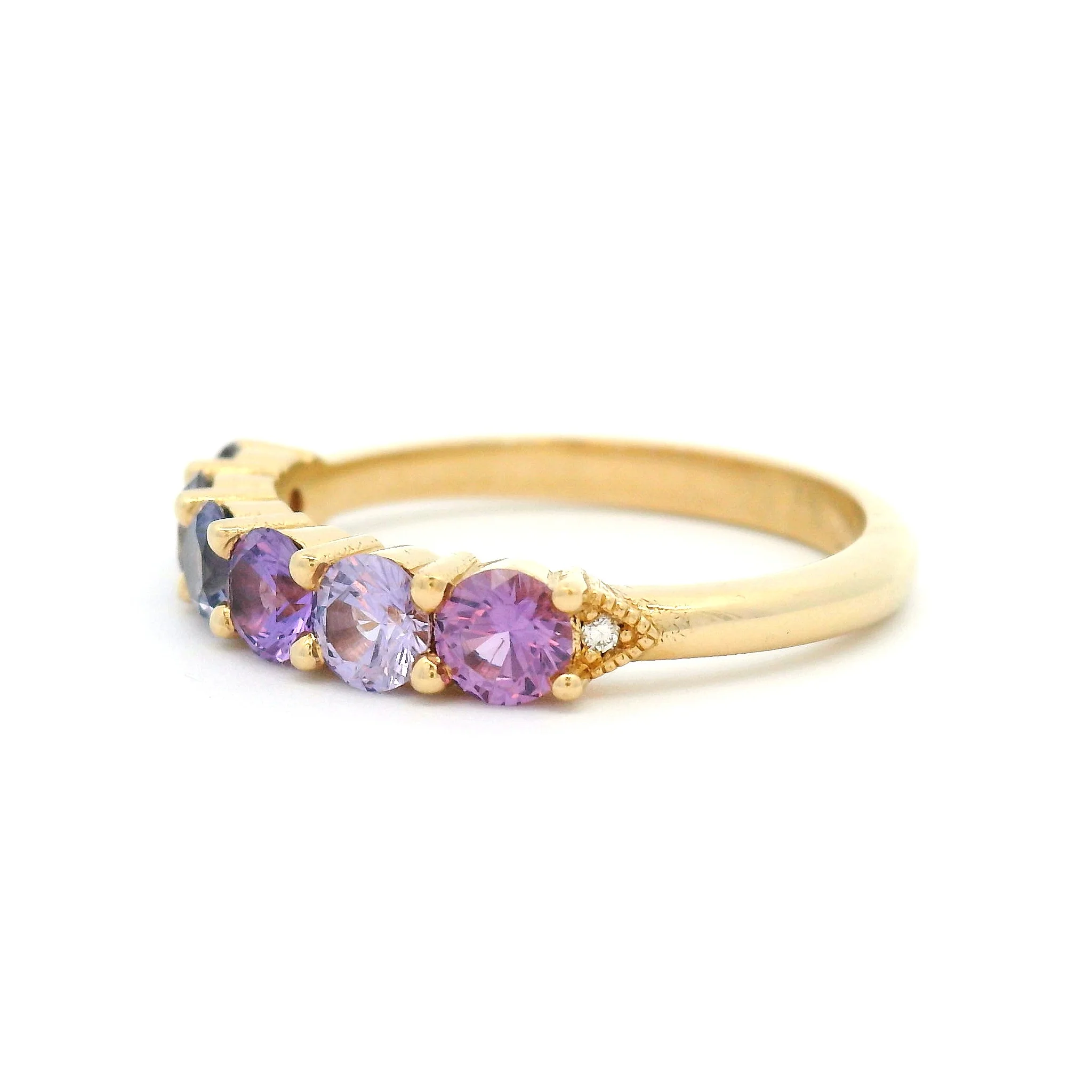 14k Yellow Ring with 1.32cts Purple Sapphires and Accent Diamonds - Image 2