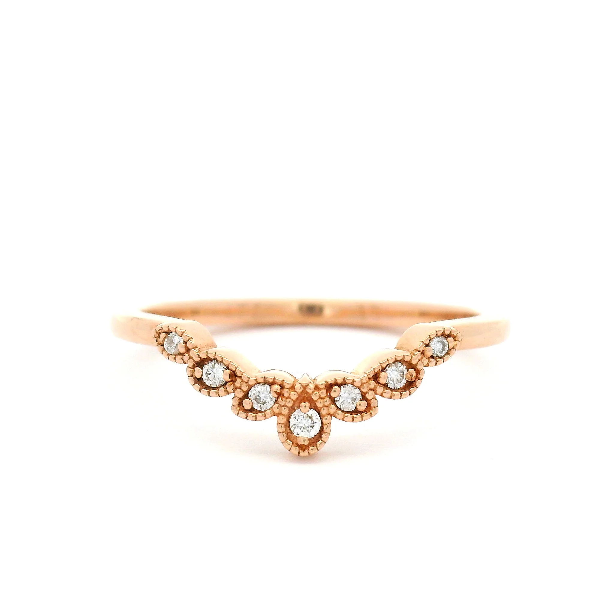 14k Rose Contour Band with 7 Accent Diamonds