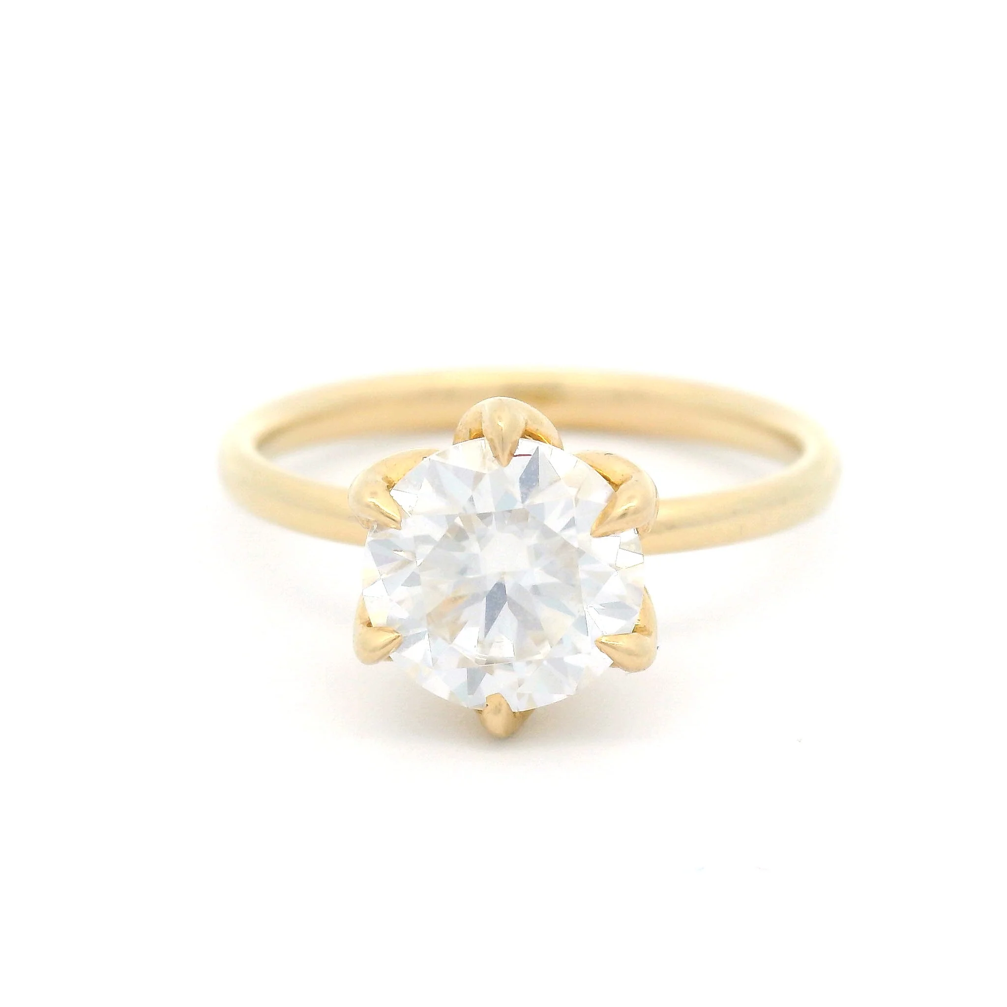 14k Yellow Six Claw Solitaire with 1.58ct Moissanite