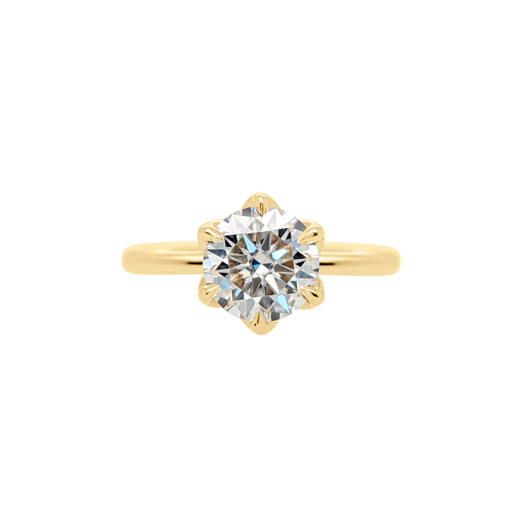 14k Yellow Six Claw Solitaire with 1.58ct Moissanite - Image 4