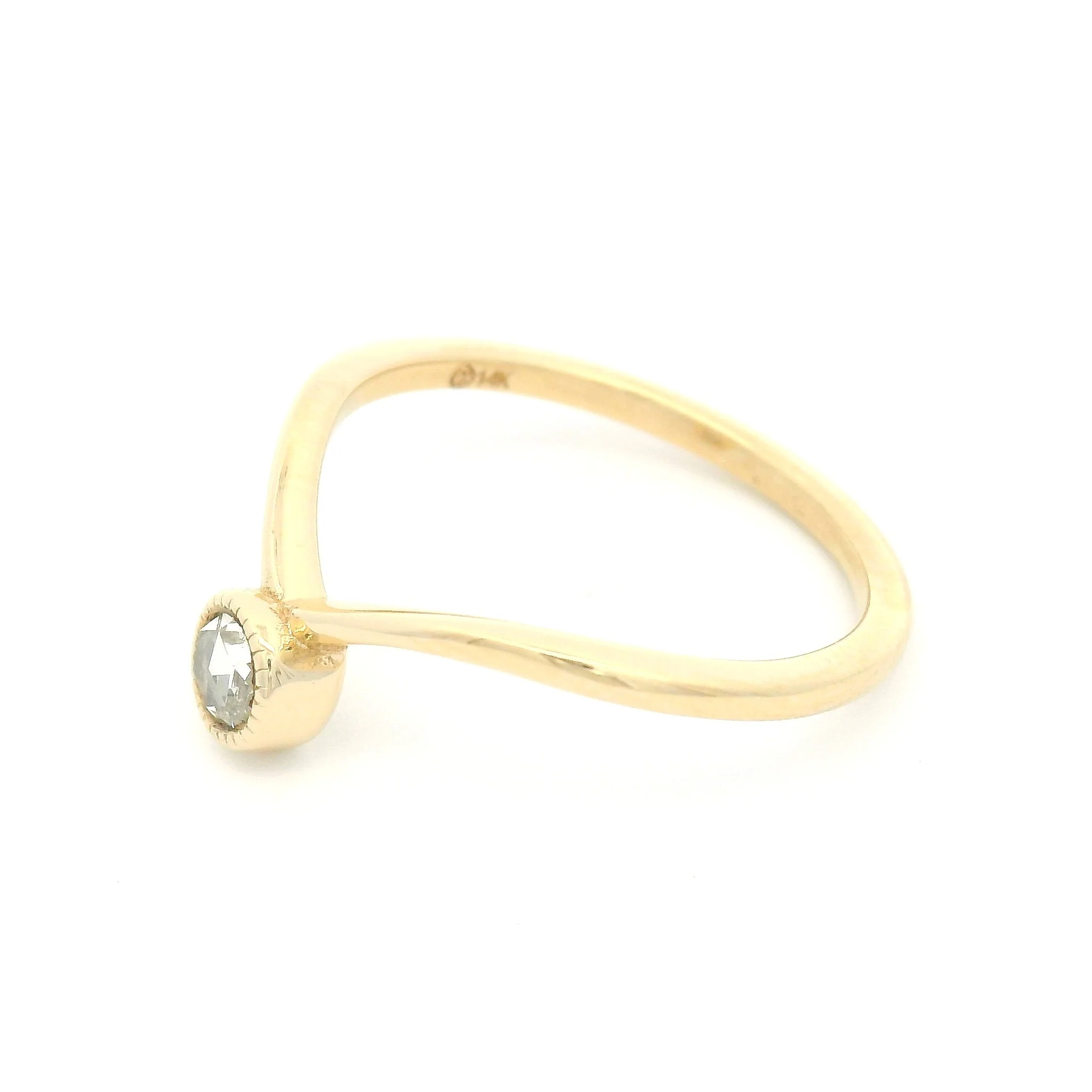 14k Yellow Bezel-Set Solitaire with 0.15ct Natural Round Rose-Cut Diamond - Image 3