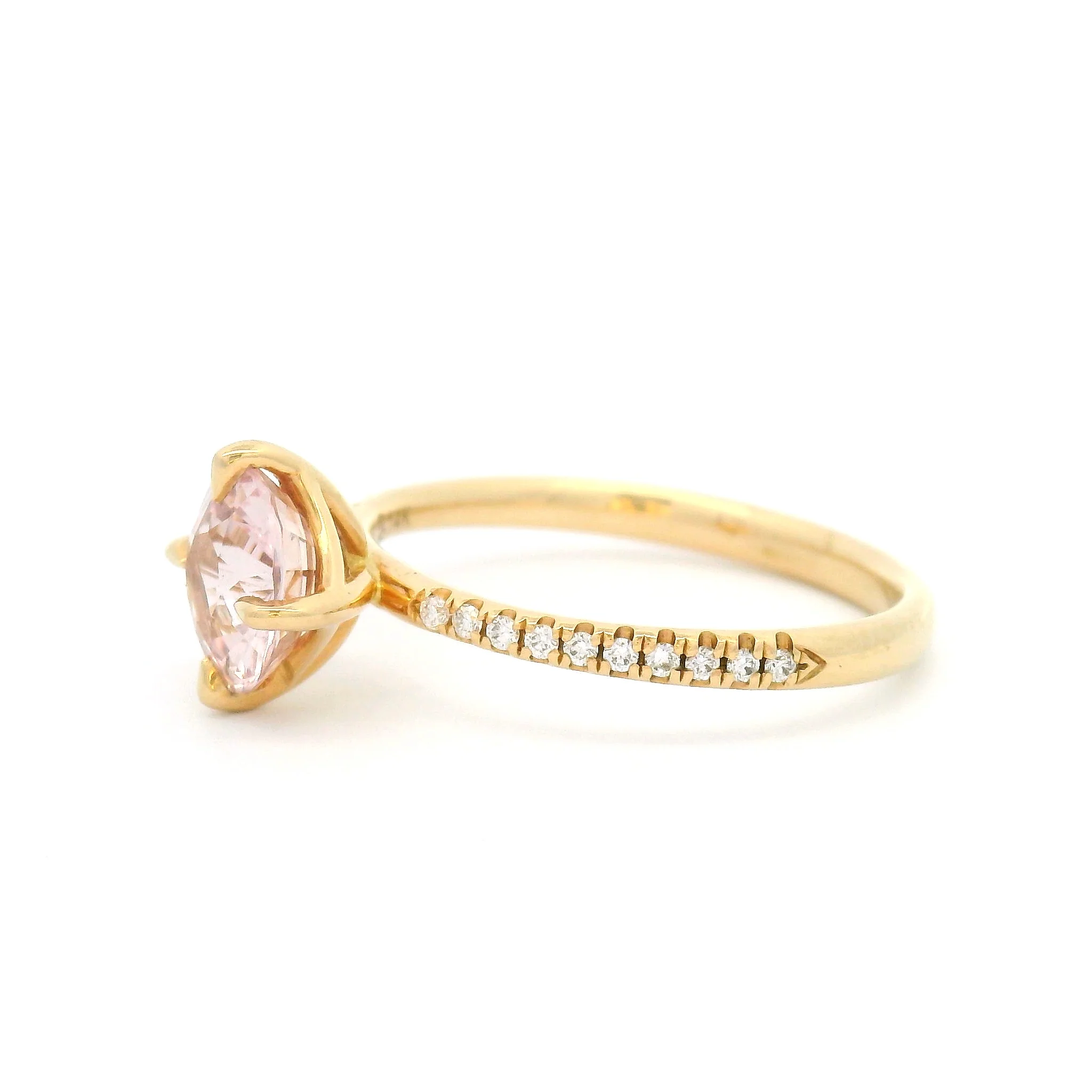 14k Yellow Engagement Ring with 1.58ct Peach Sapphire & Accent Diamonds - Image 3