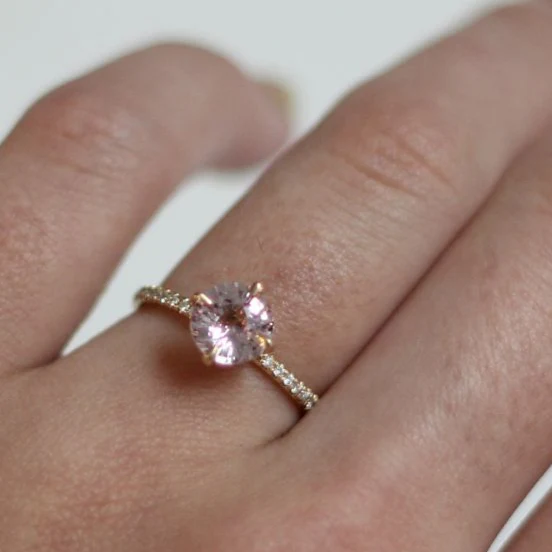 14k Yellow Engagement Ring with 1.58ct Peach Sapphire & Accent Diamonds - Image 5