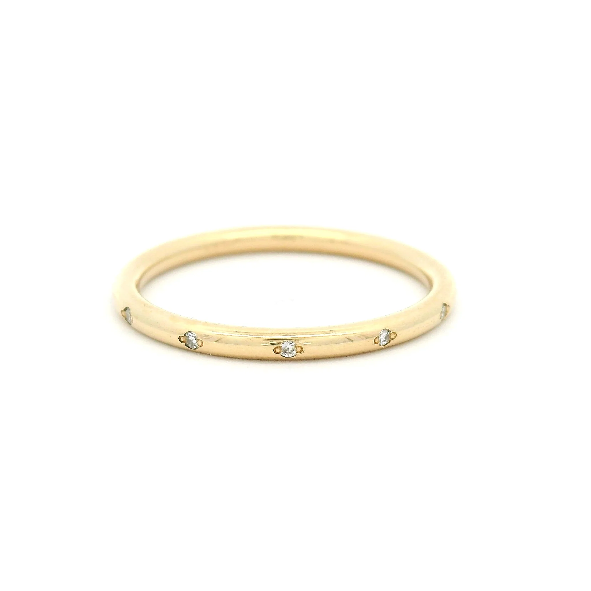 14k Yellow 1.7mm Wide Round Profile Band with Accent Lab-Grown Diamonds