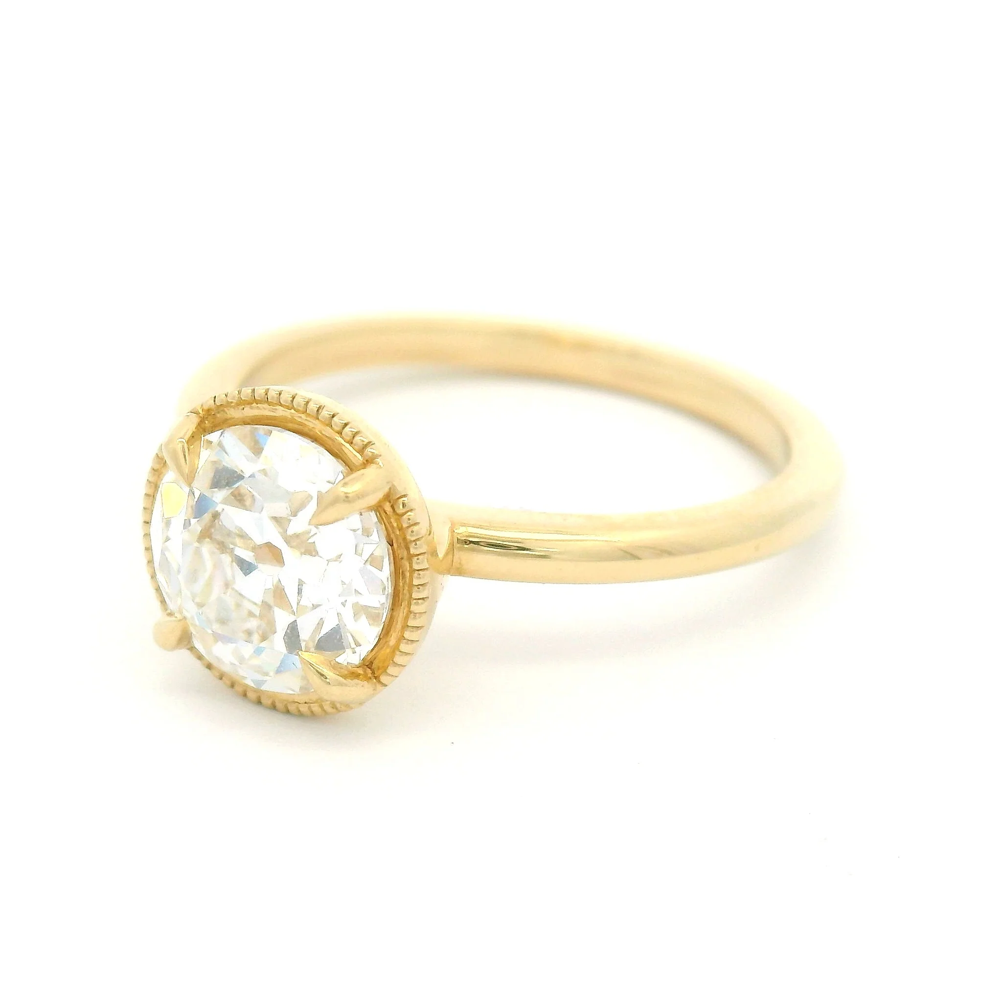 14k Yellow 4-Claw Solitaire with 1.6ct Lab-Grown Old European-Cut Diamond - Image 2