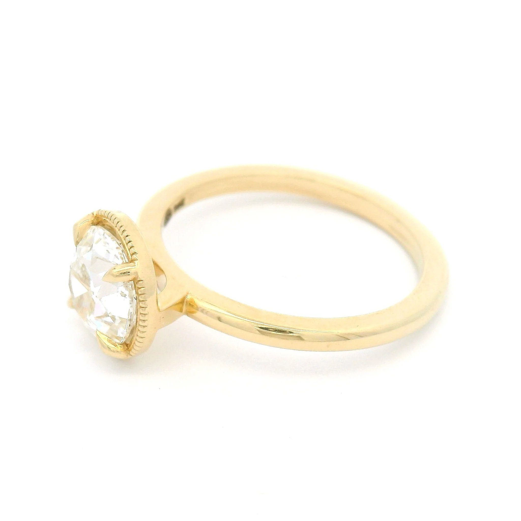 14k Yellow 4-Claw Solitaire with 1.6ct Lab-Grown Old European-Cut Diamond - Image 3