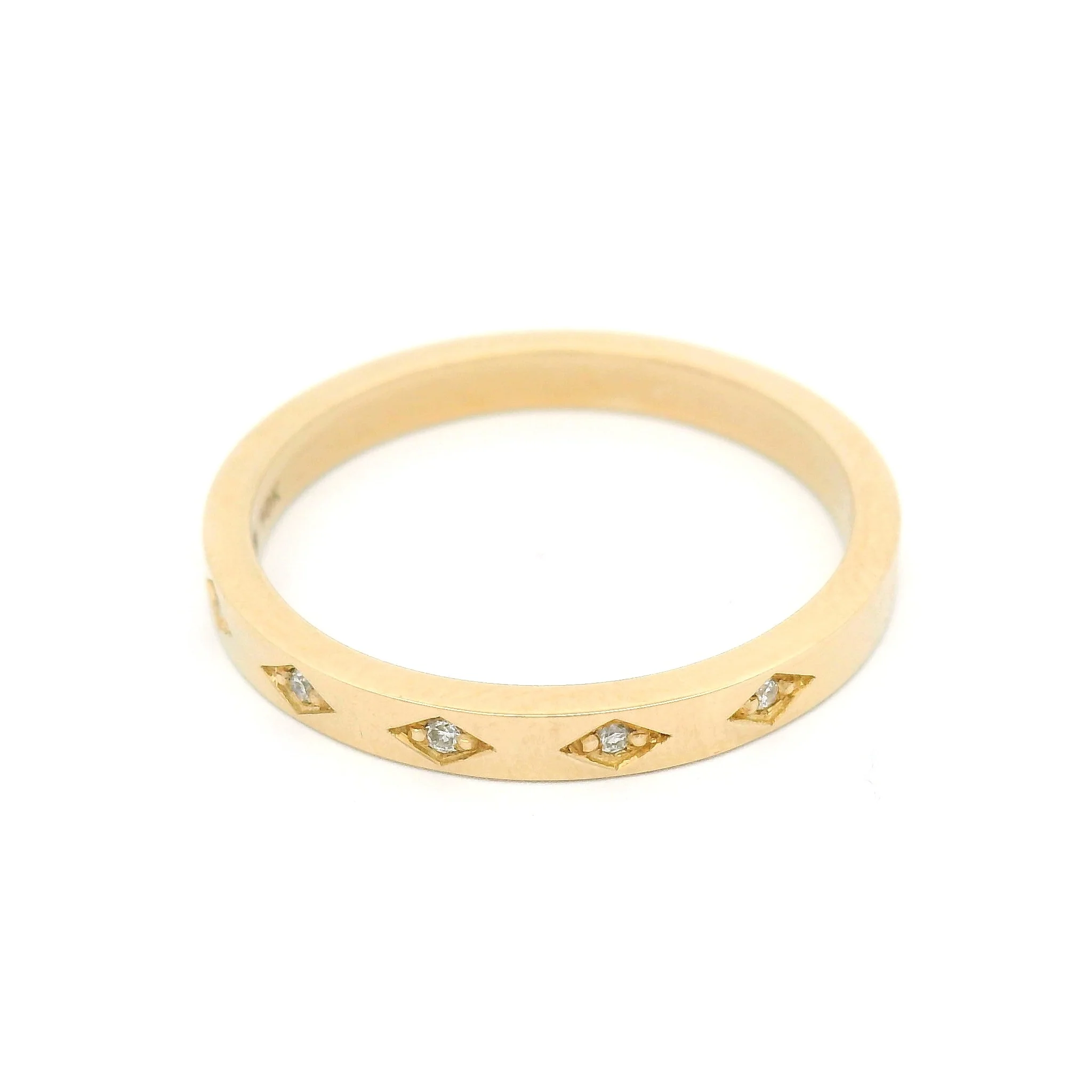 10k Yellow 2.3mm Wide Band with 5 Bead-Set Lab-Grown Diamonds - Image 2