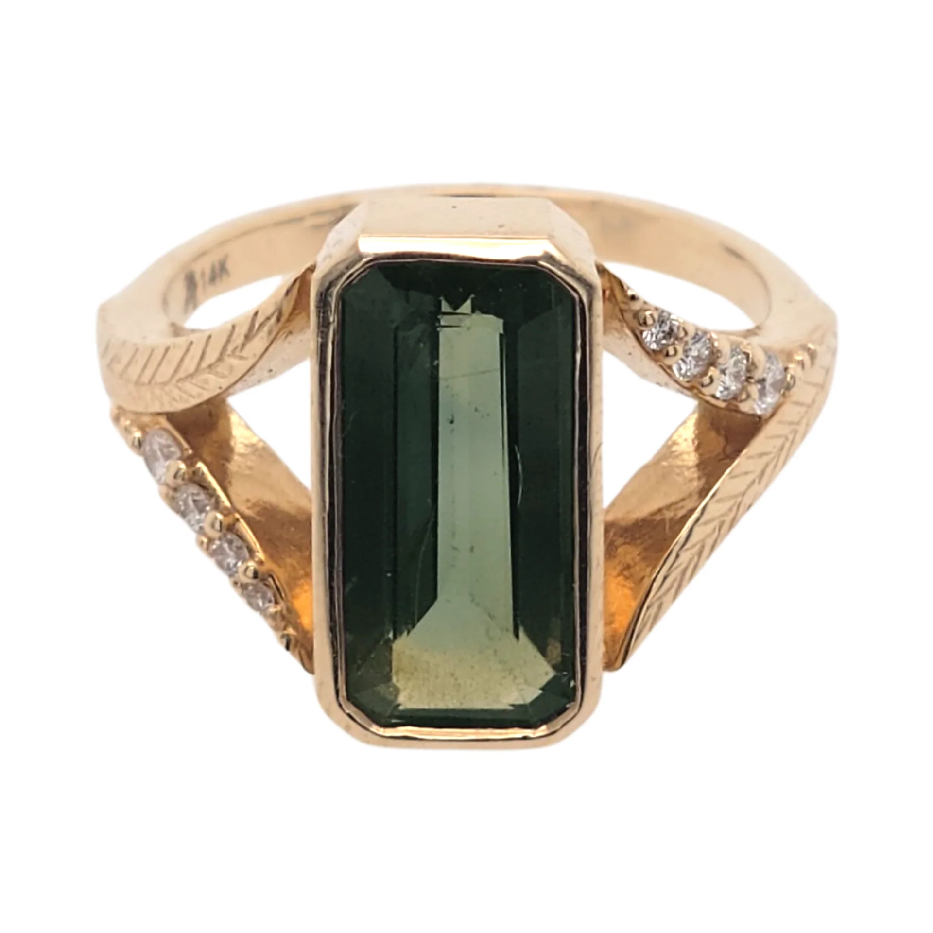 Elongated Green Sapphire Ring