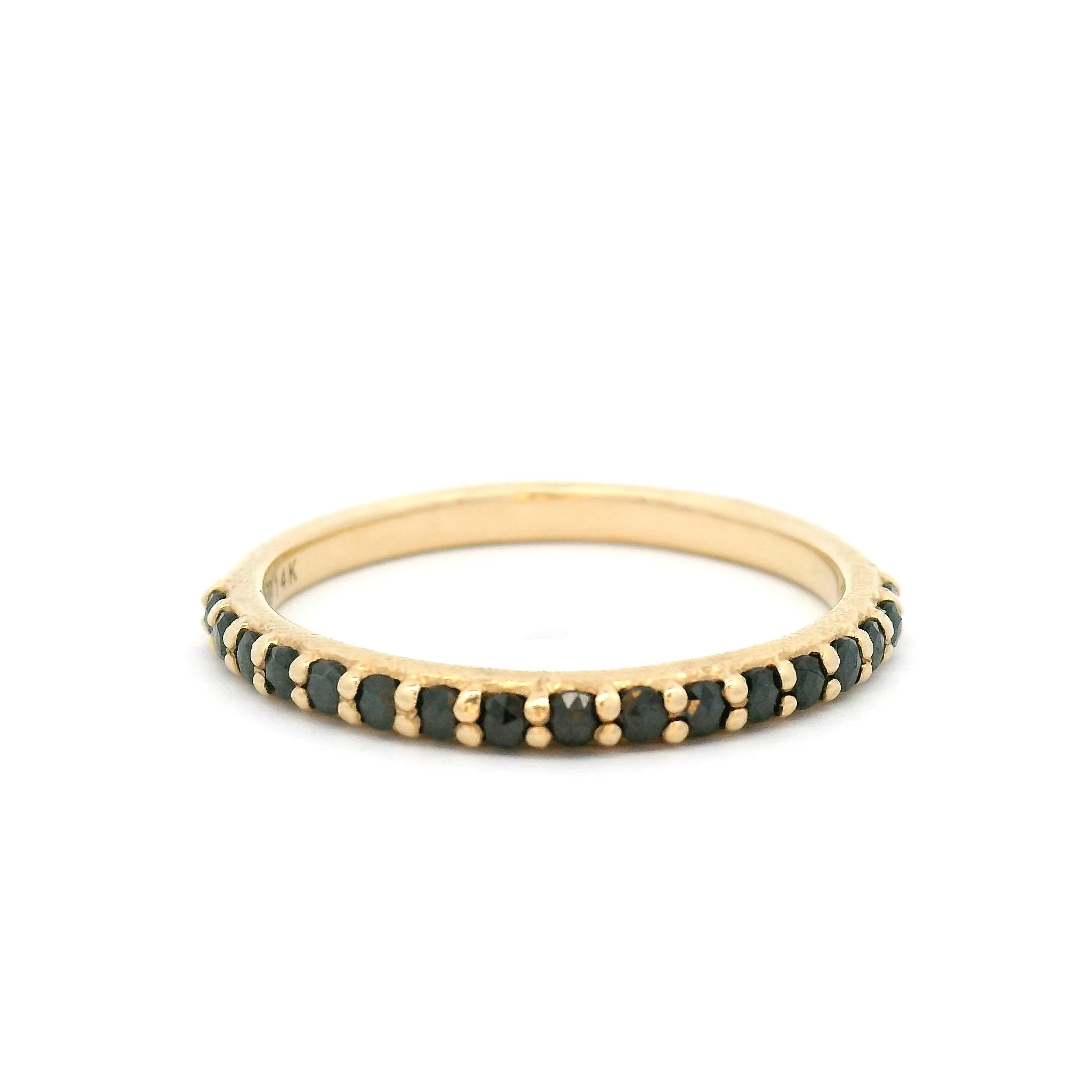 14k Yellow Textured Half-Eternity Band with 17 Black Diamonds