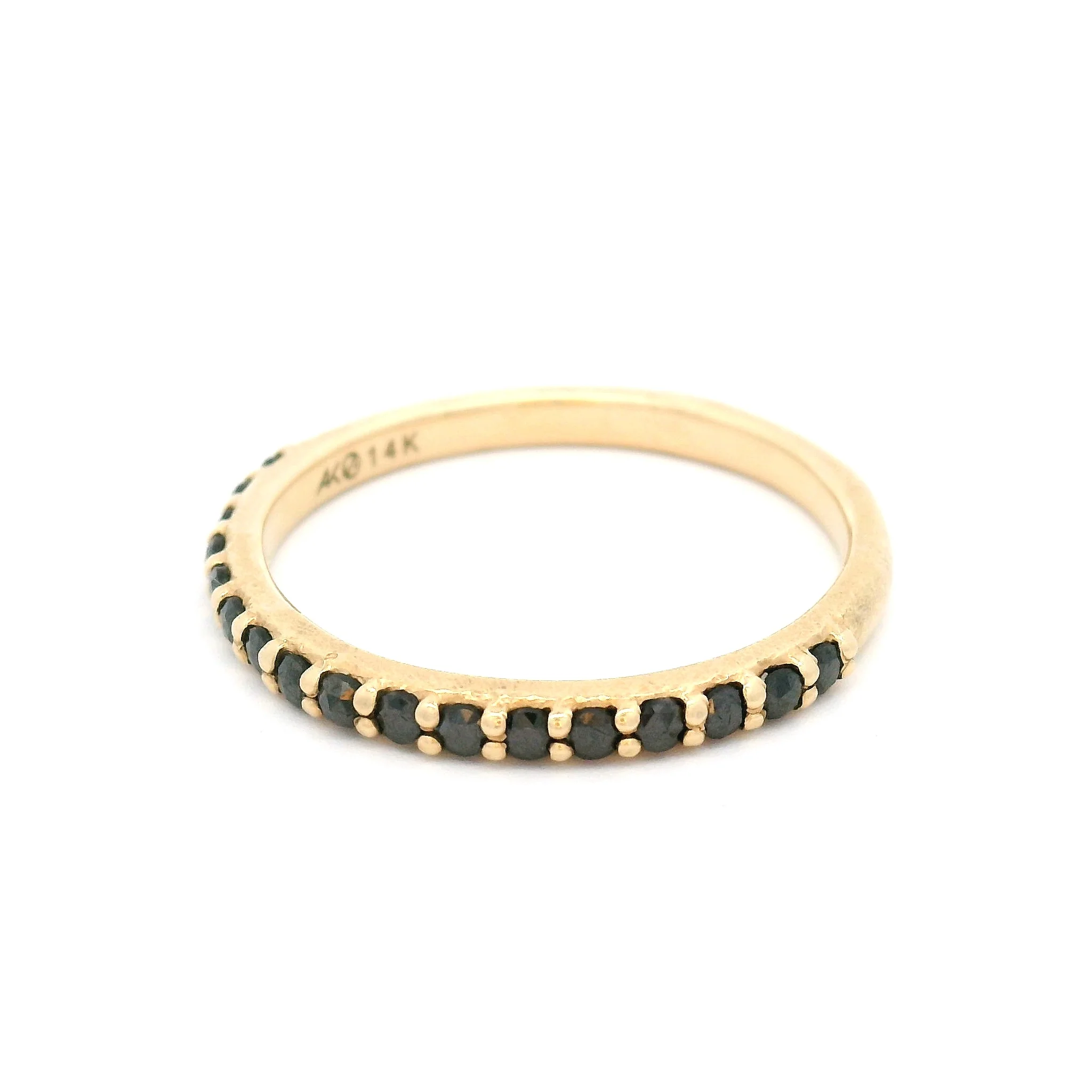 14k Yellow Textured Half-Eternity Band with 17 Black Diamonds - Image 2