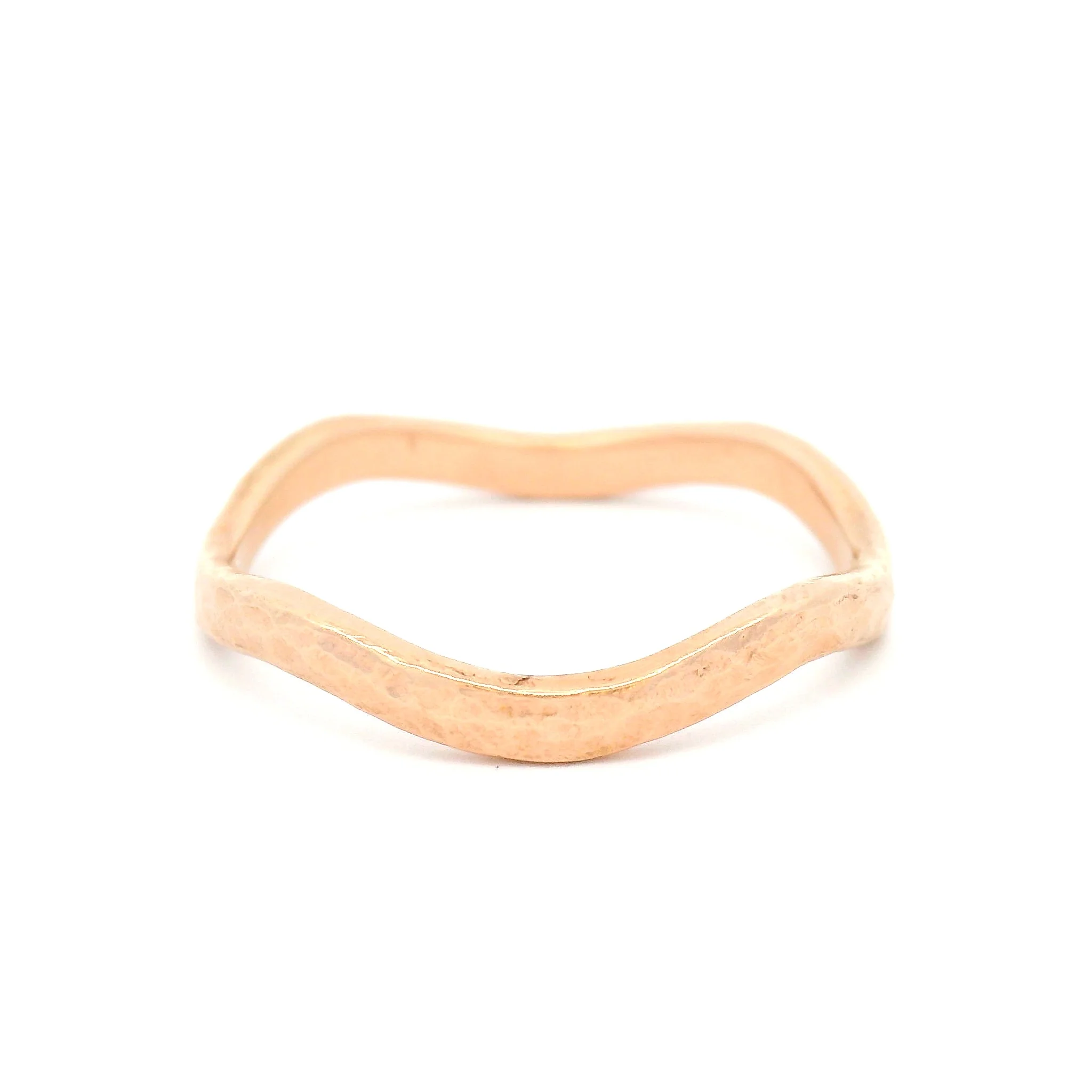 14k Rose Hammered 2mm Wave Band