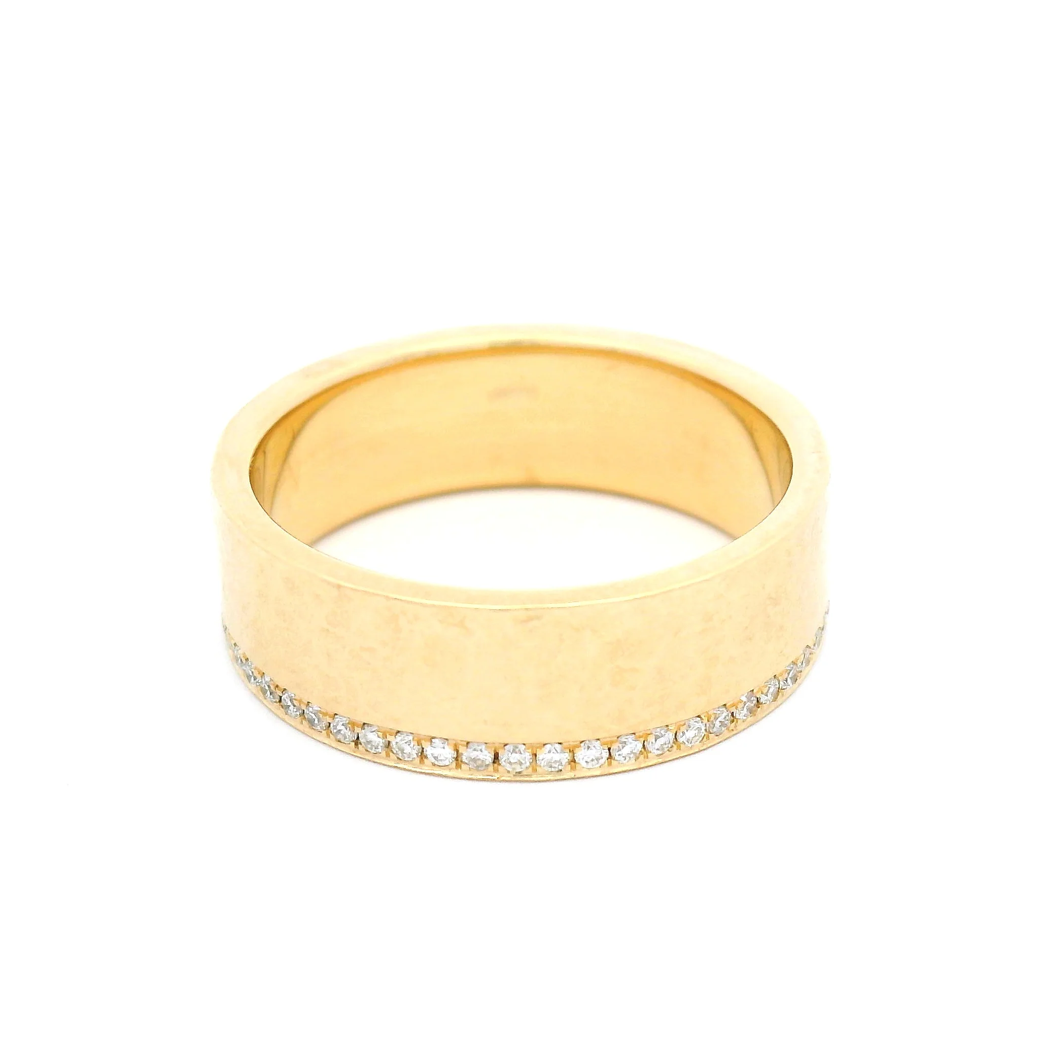 14k Yellow Wide Hammered Eternity Band with 0.25cts Diamonds - Image 2
