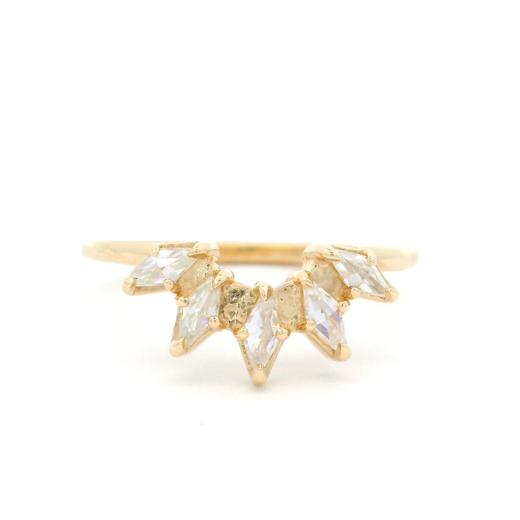 14k Yellow Contour Band with Five Rose-Cut Moissanites