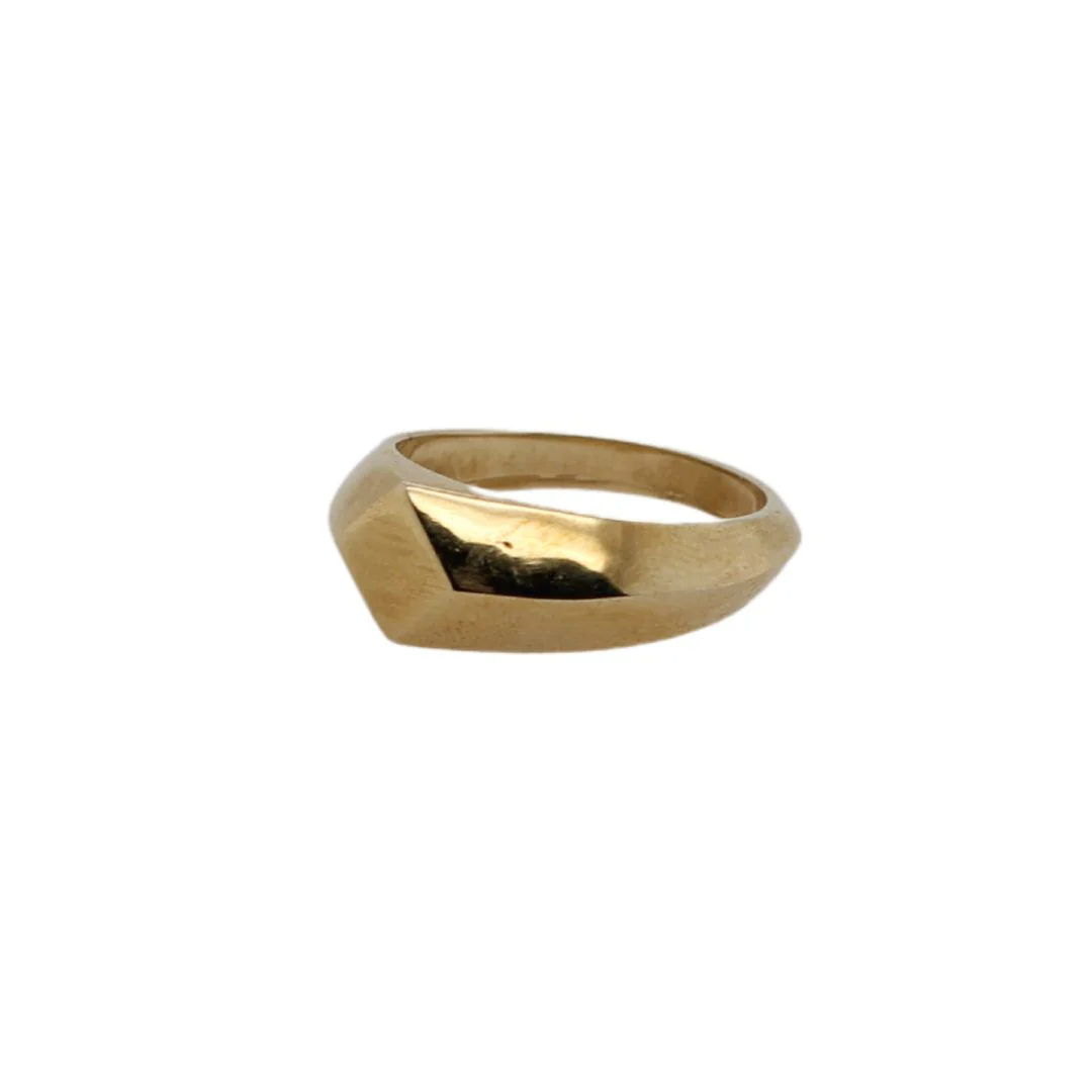 Flat Diamond-Shaped Brass Signet Ring