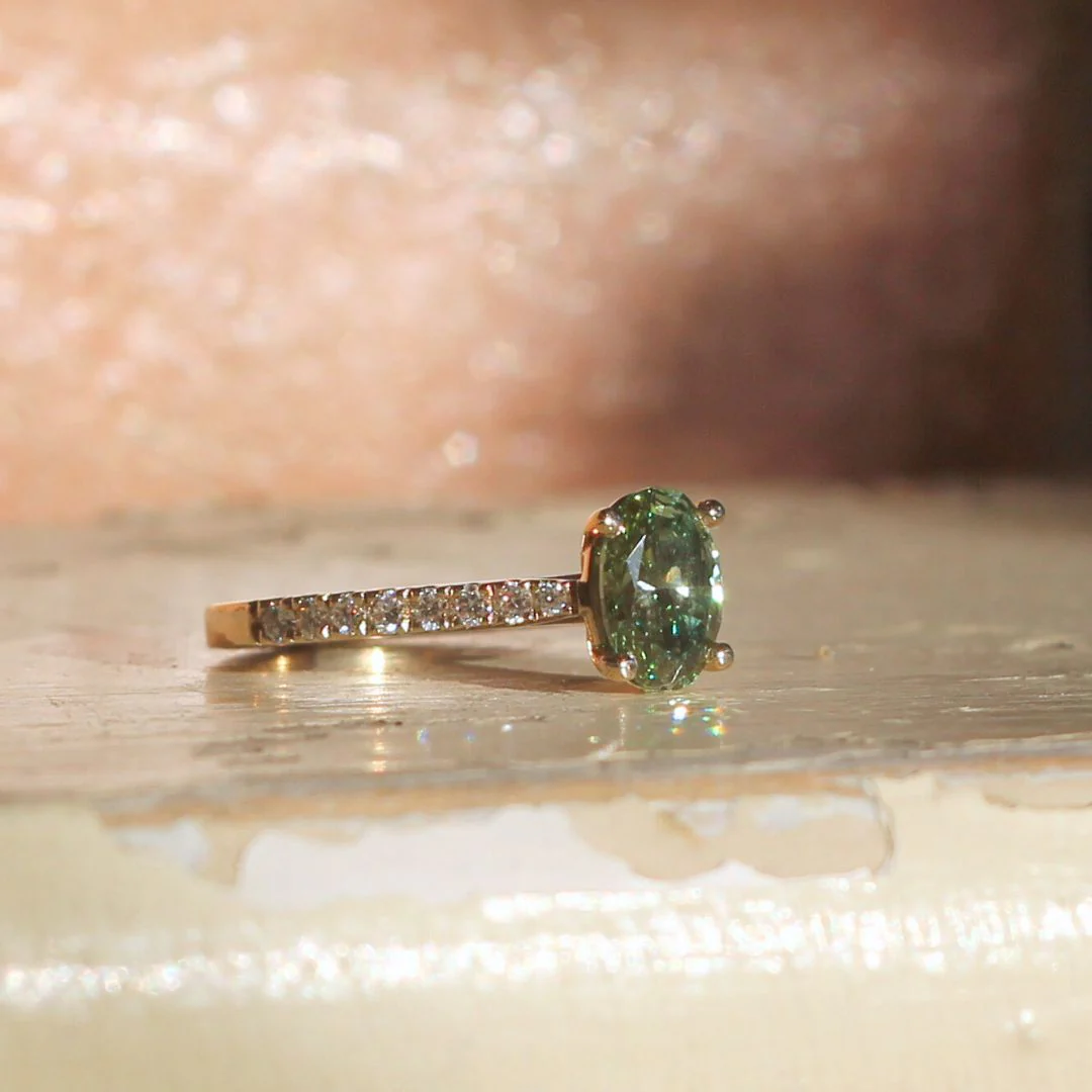 Ginerva - Green Diamond Engagement Ring - Image 3