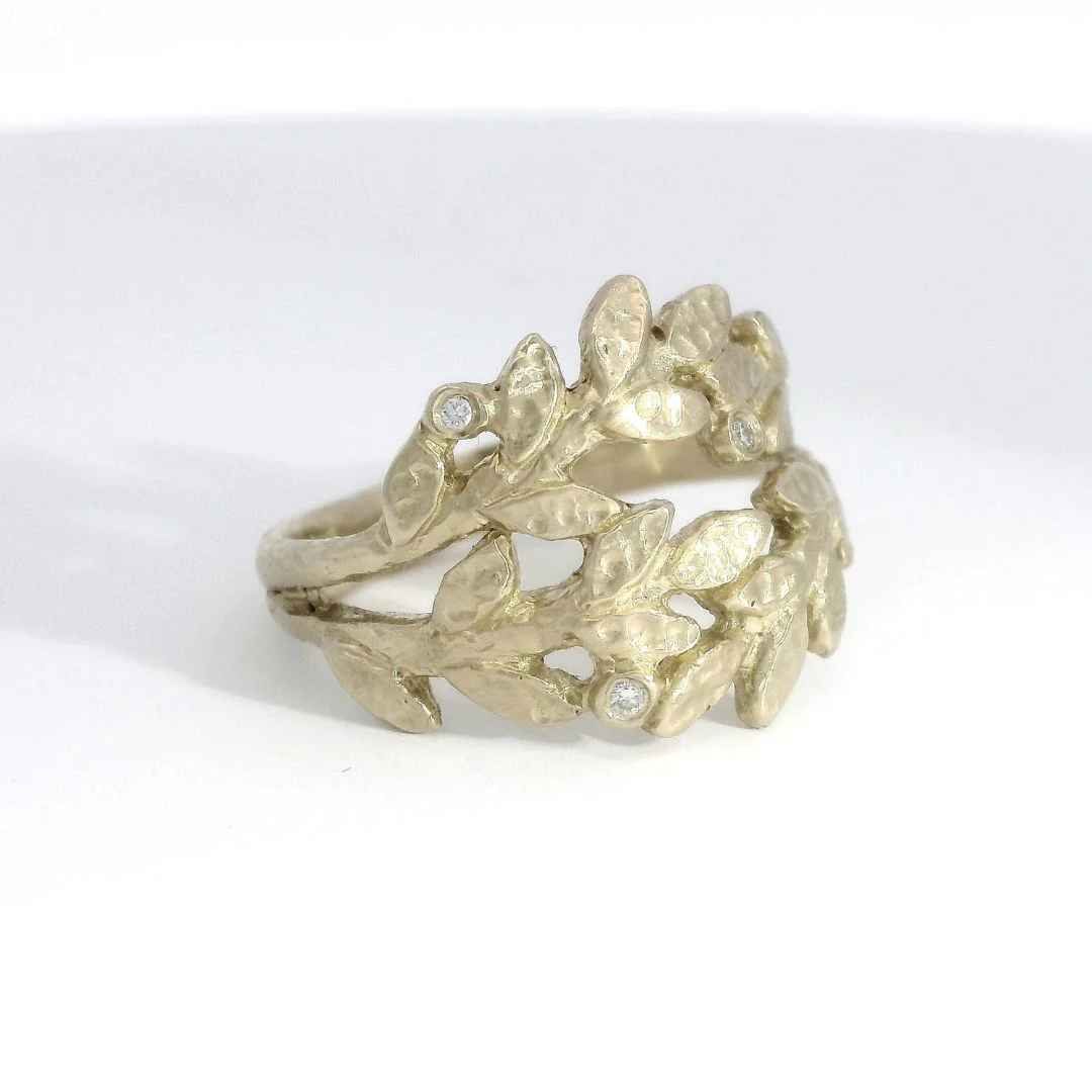 Golden Leaves Ring and Scattered Diamond Ring - Image 3