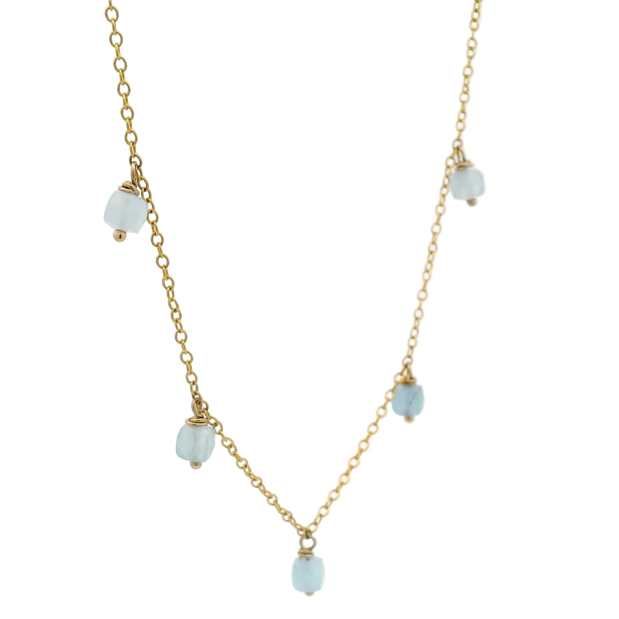 Gold Aquamarine Gemstone Necklace - Image 3