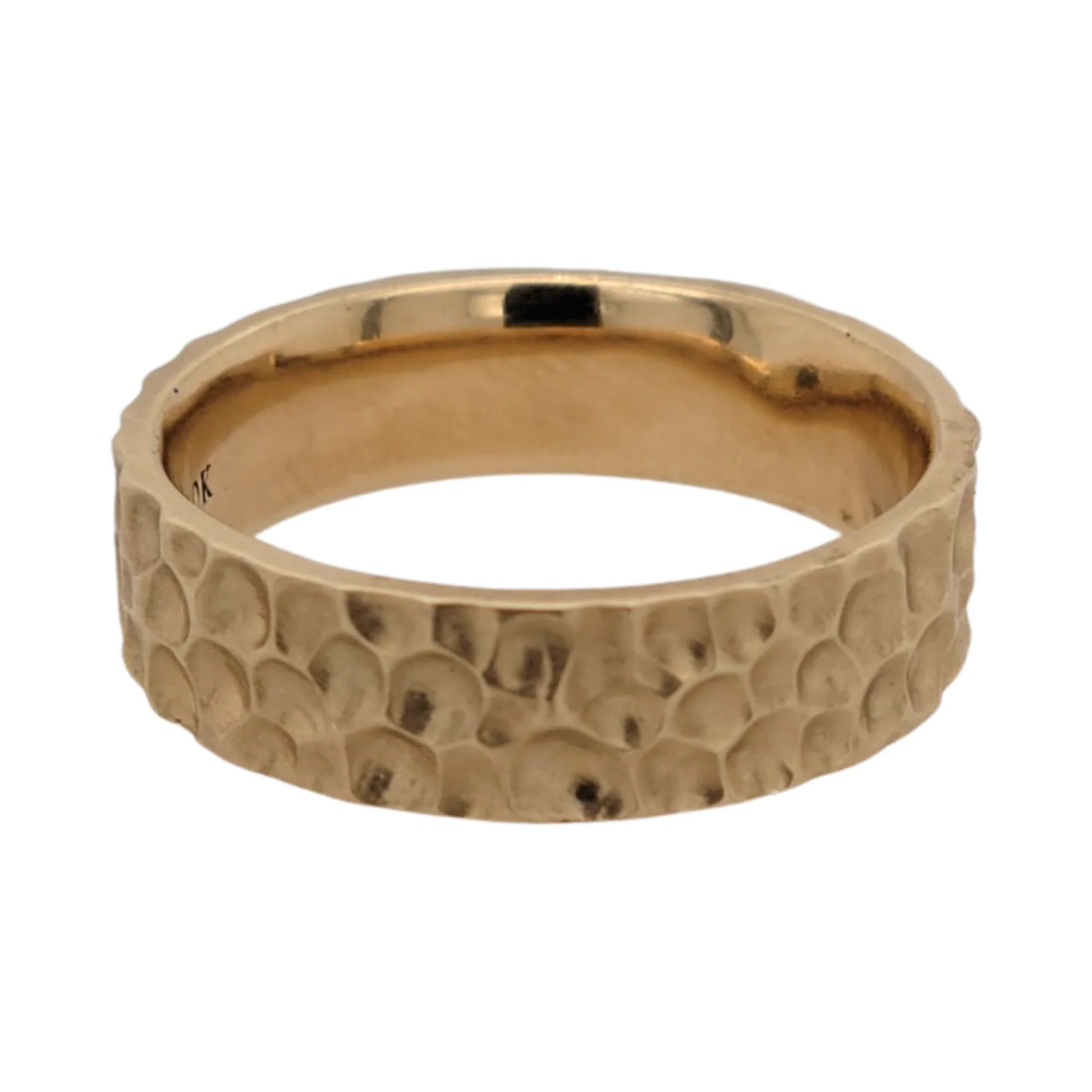 Canyon Band - 10k Yellow 8mm Wide Textured Wedding Band - Image 3