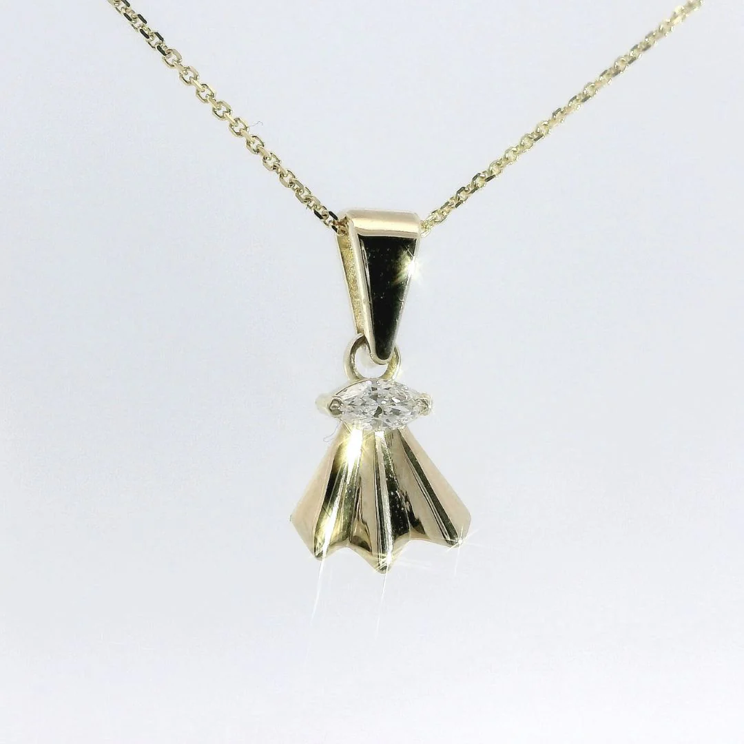 Gold Fan & Diamond Necklace - Image 2