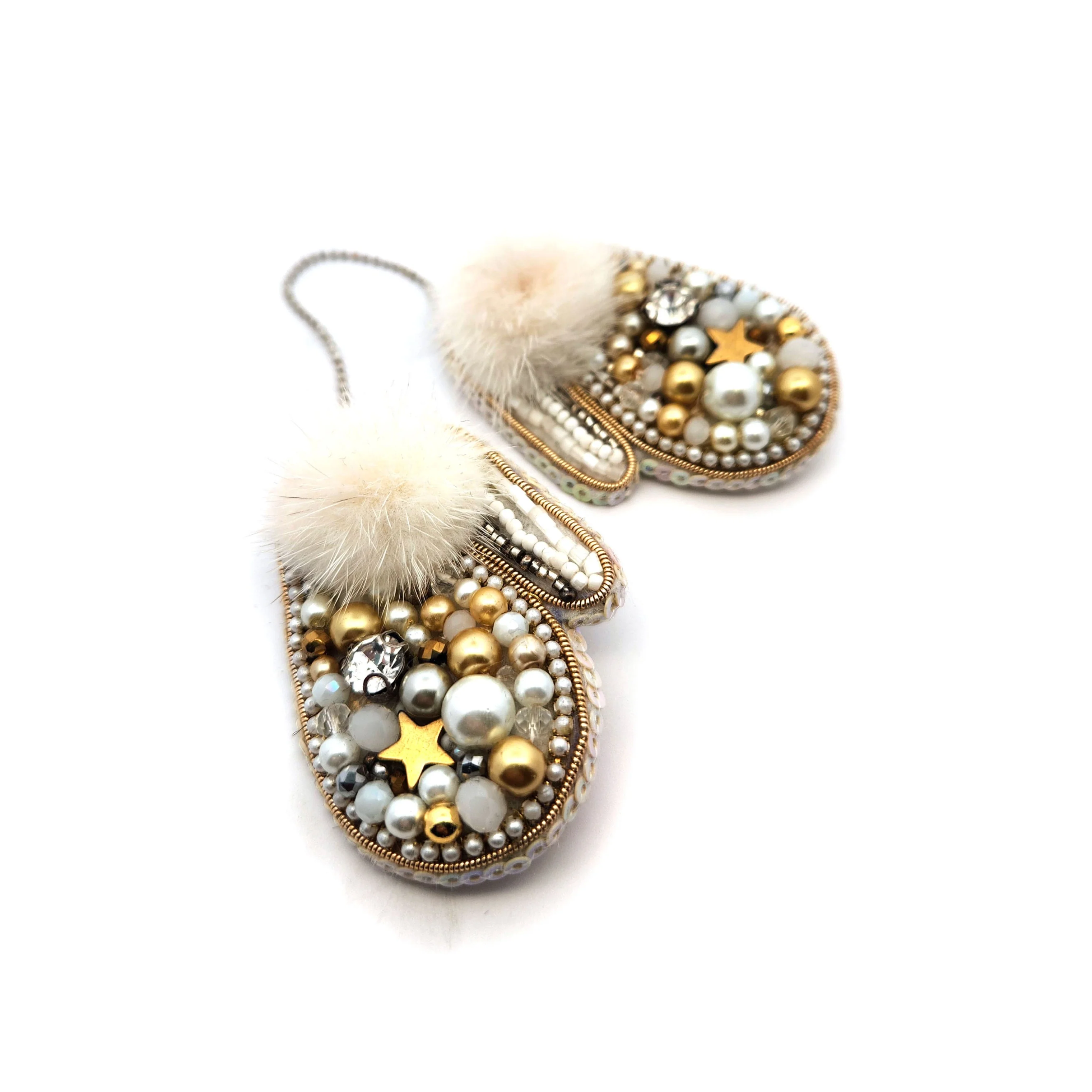 Gold Holiday Mittens Brooch - Image 2