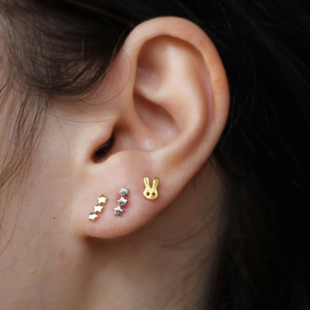 Gold Mini Bunny Earrings - Image 2