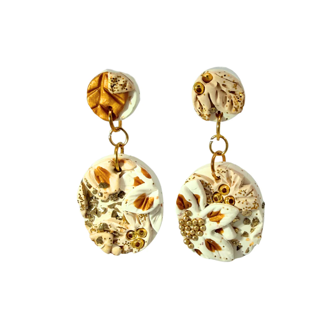 Gold Sparkle Earrings Circle