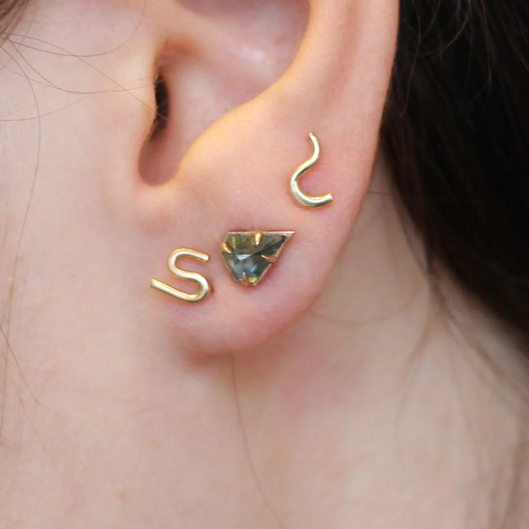 Gold Squiggle Studs - Image 2