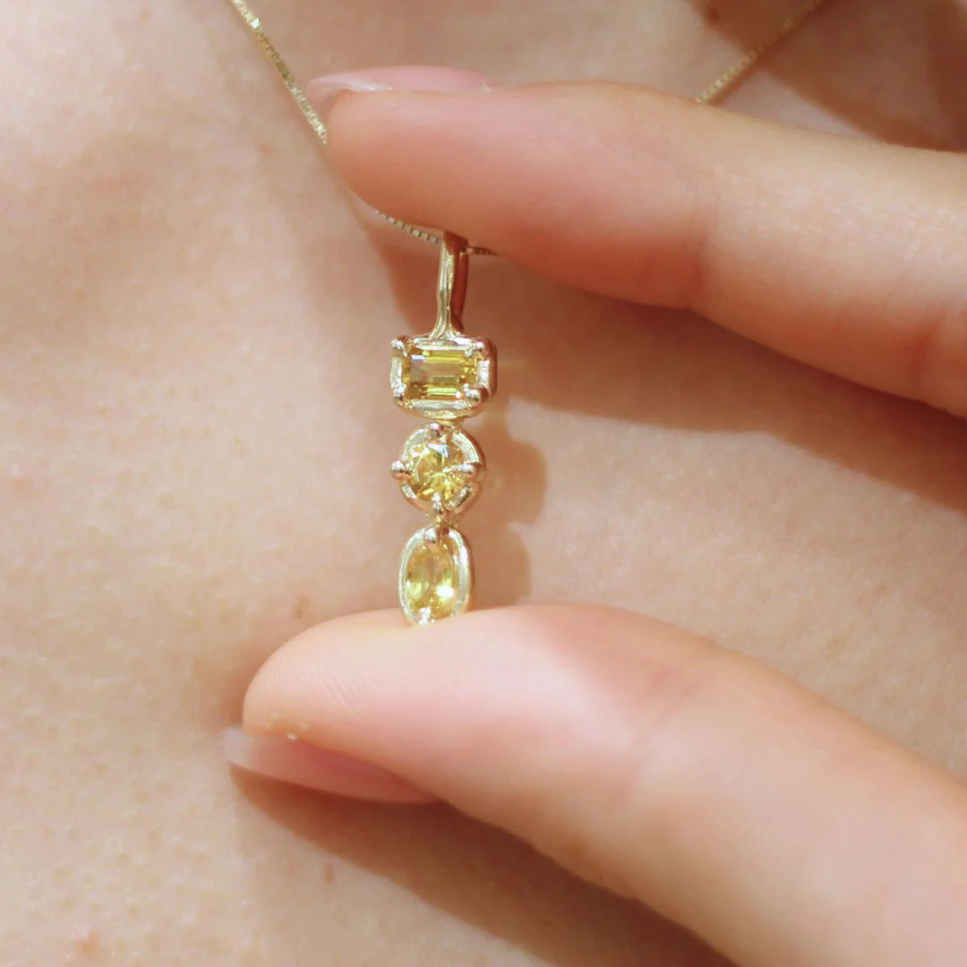 Valentina - Gold Triple Yellow Sapphire Necklace - Image 2