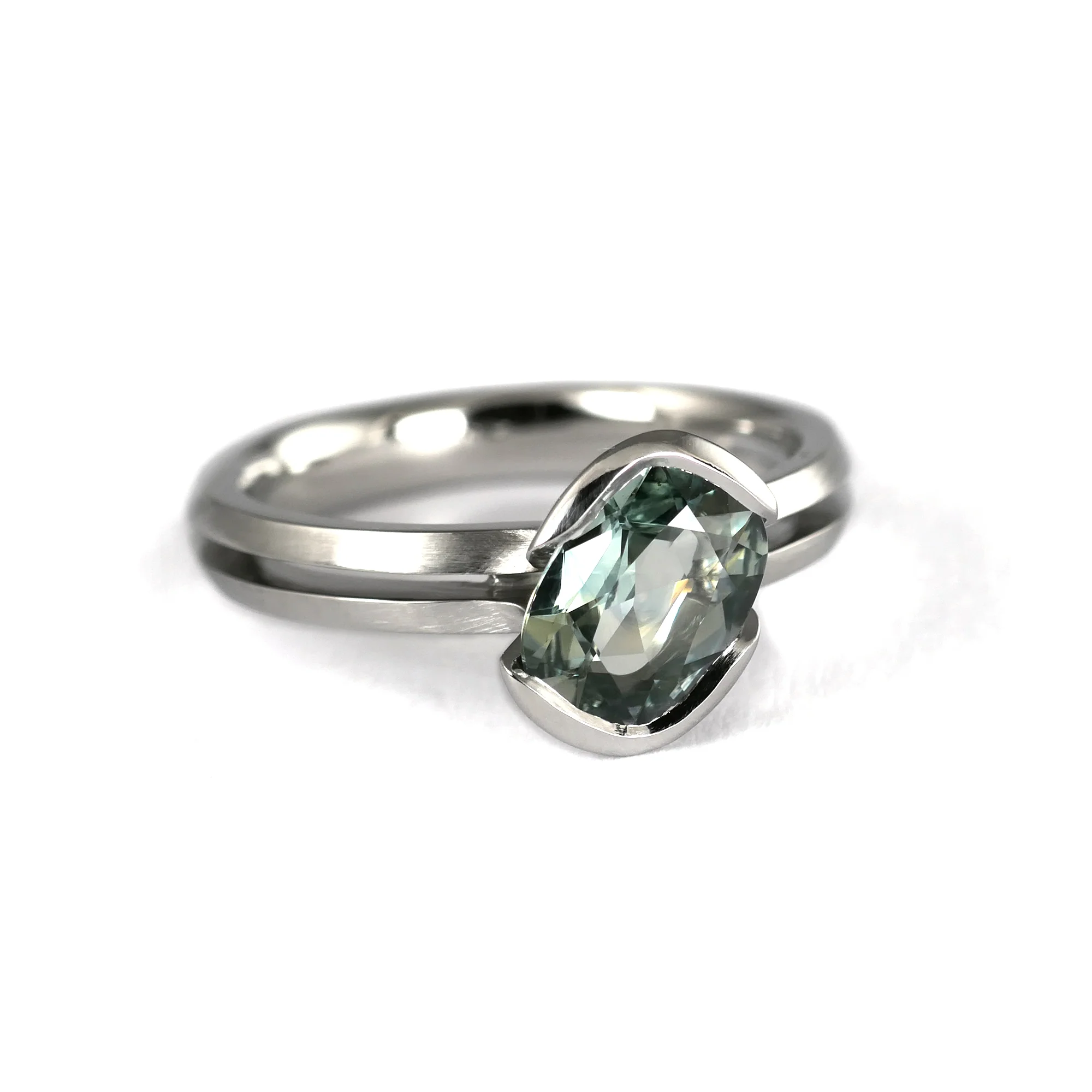 Green Dream Ring - 14k White Solitaire with 1.25ct Green Montana Sapphire - Image 3
