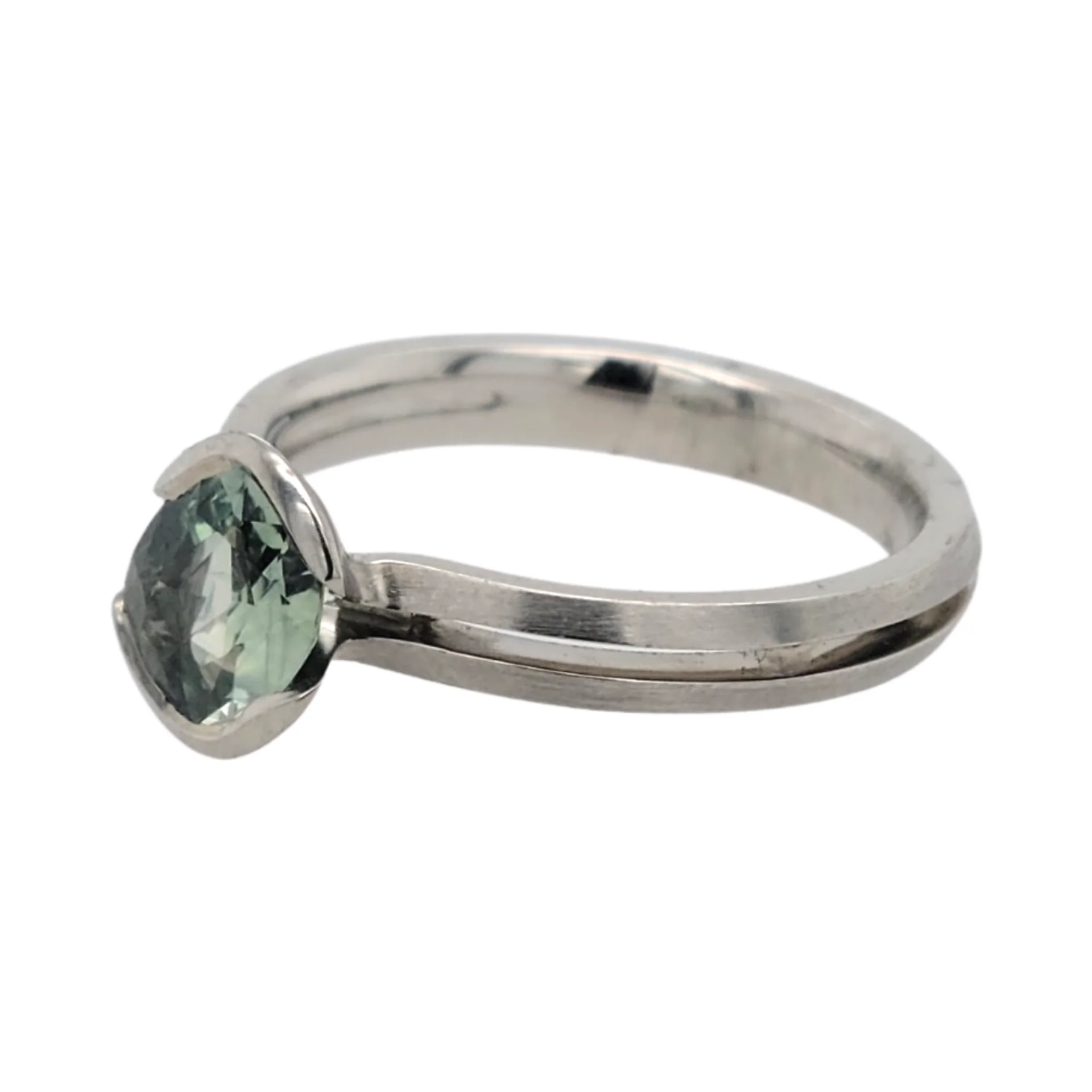 Green Dream Ring - 14k White Solitaire with 1.25ct Green Montana Sapphire - Image 5