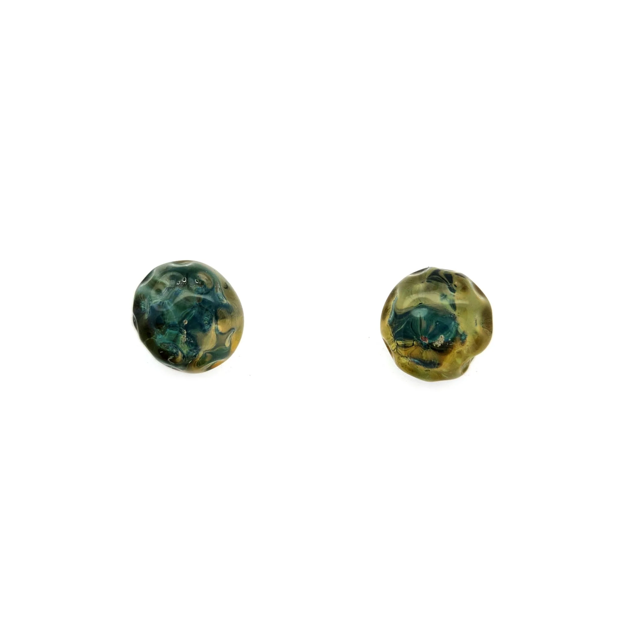 Green Glass Button Earrings - Image 2